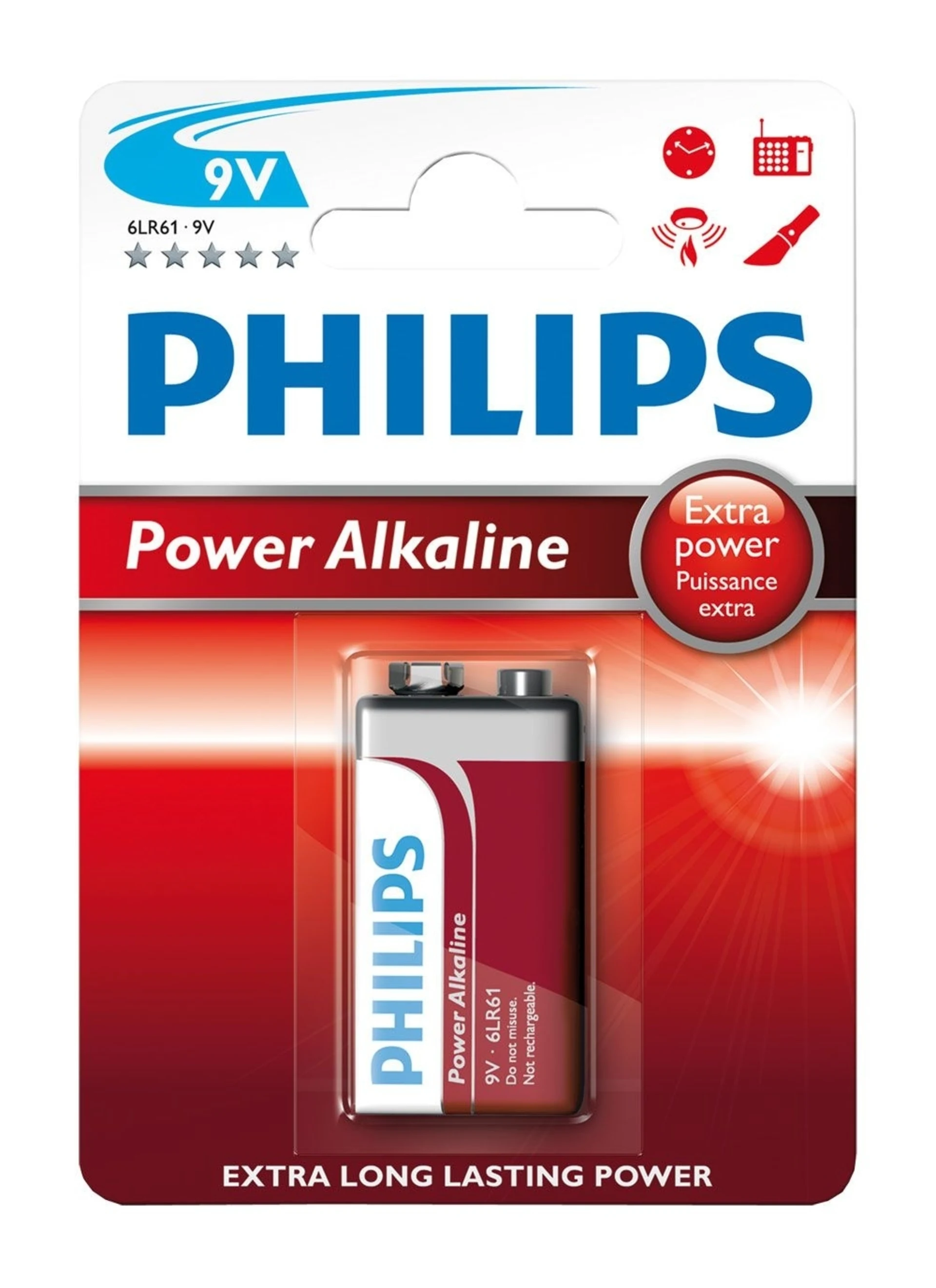 9V - Philips Batterie, Blister mit 1 Stk. Powerlife Alkaline 9V - Philips Batterie, Blister mit 1 Stk. Powerlife Alkaline