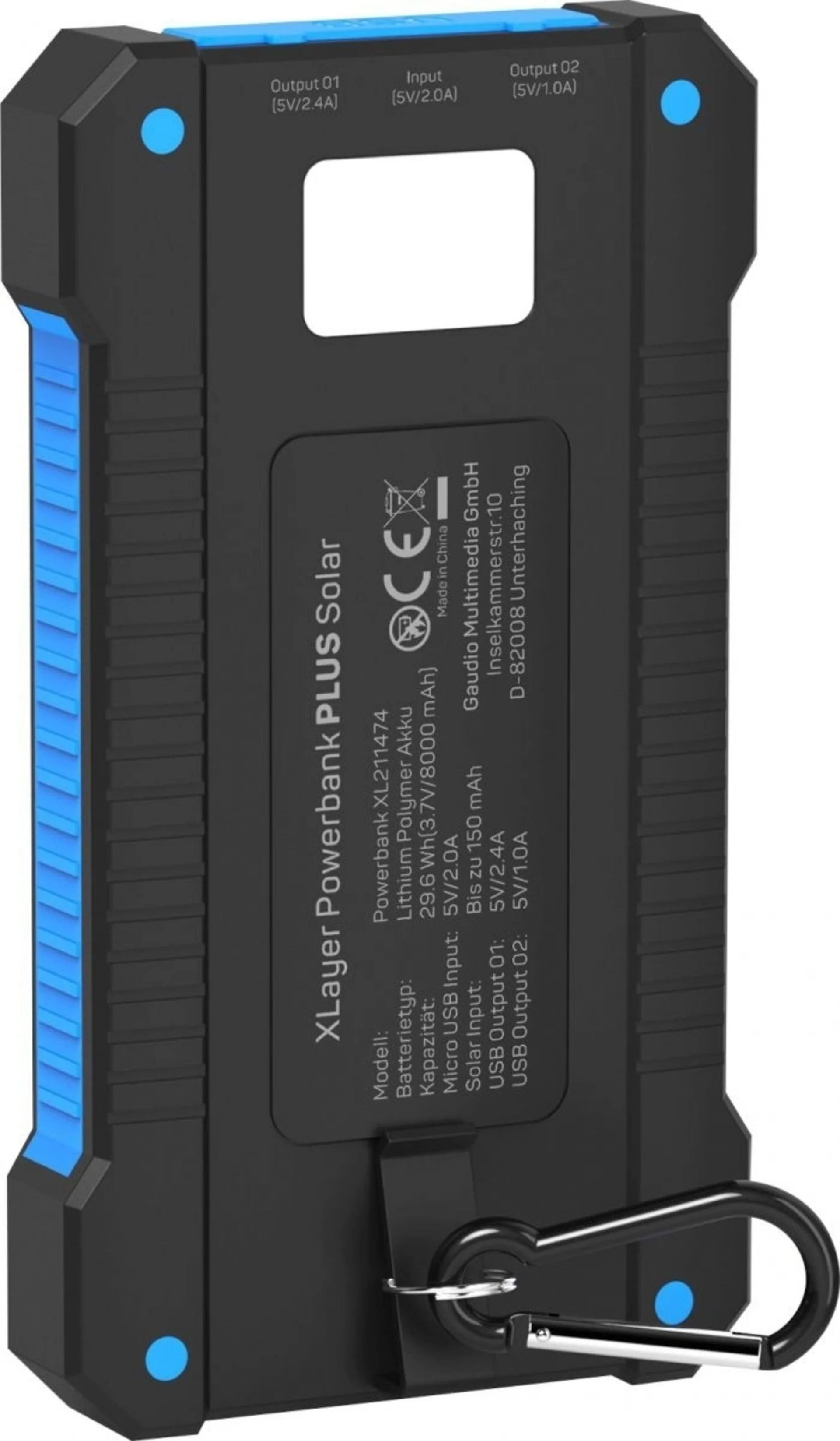 XLayer Powerbank Plus solaire 8 000 mAh