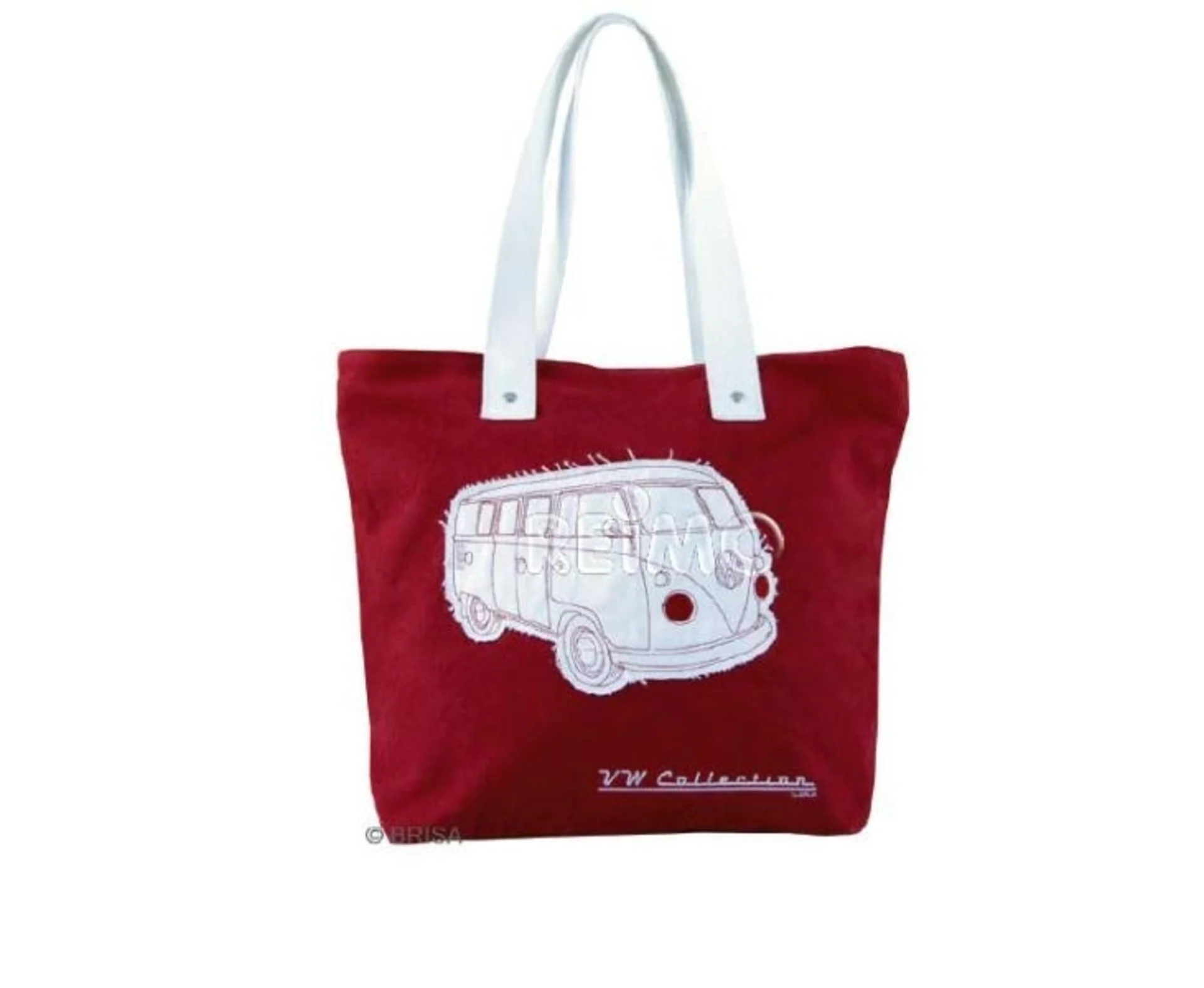 VW Collection Canvas Shopper Bag en rouge avec design Bulli - 40 x 35 x 10 cm