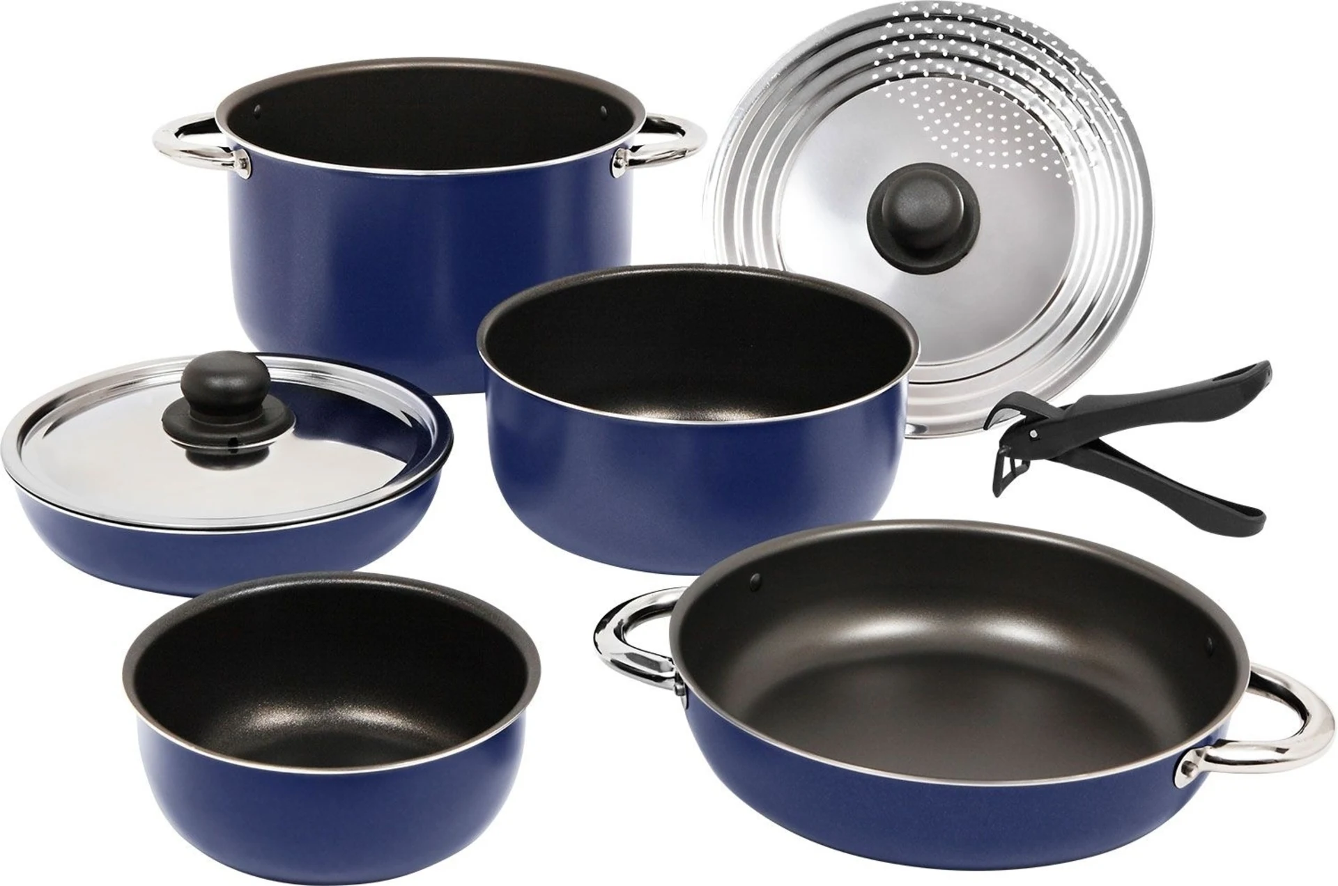 Berger Set de casseroles en aluminium empilable bleu 9 pièces bleu