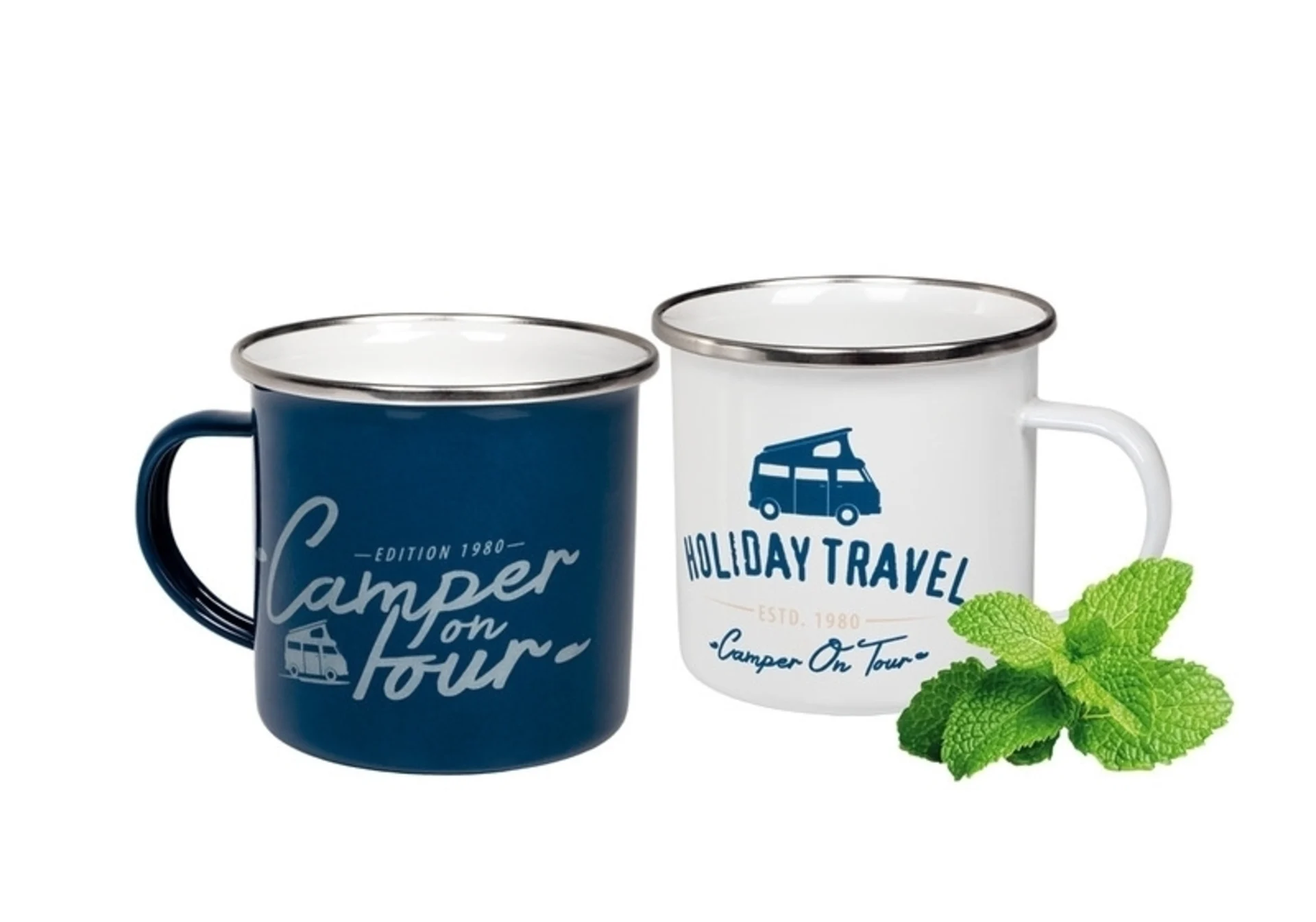 Tasses en émail Bay City set de 2 de la série Holiday Travel Tasses en émail Bay City set de 2 de la série Holiday Travel