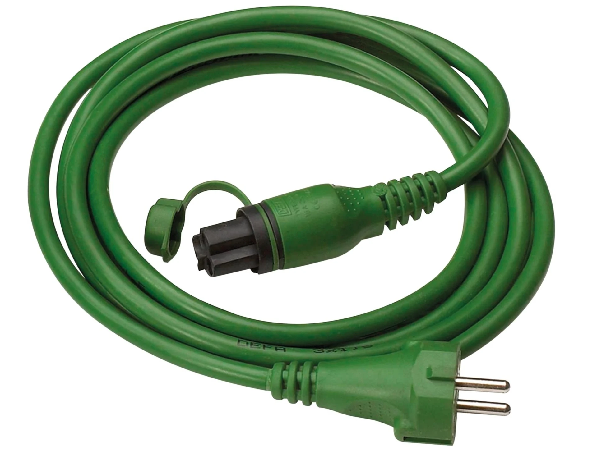 DEFA - 230 VAC MiniPlug Anschlusskabel 5.0 m normale Ausführung, ext. Netzanschlusskabel, grün