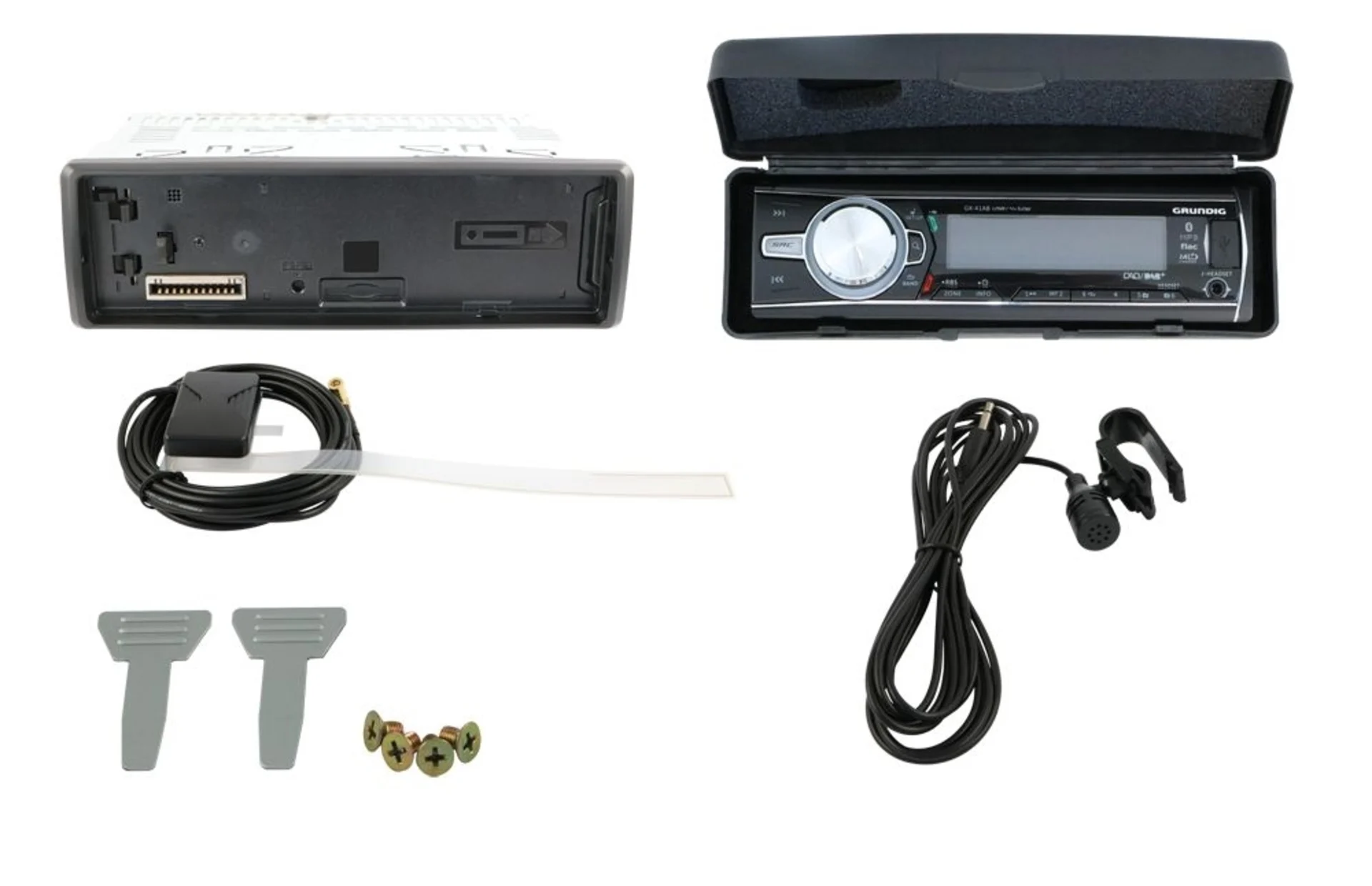 Grundig DAB+ Autoradio inkl. Antenne 12 V 4 × 50 W, mit Service-Following, Freisprecheinrichtung, Bluetooth-Streaming, Aux-in, USB Grundig DAB+ Autoradio inkl. Antenne 12 V 4 × 50 W, mit Service-Following, Freisprecheinrichtung, Bluetooth-Streaming, Aux-in, USB