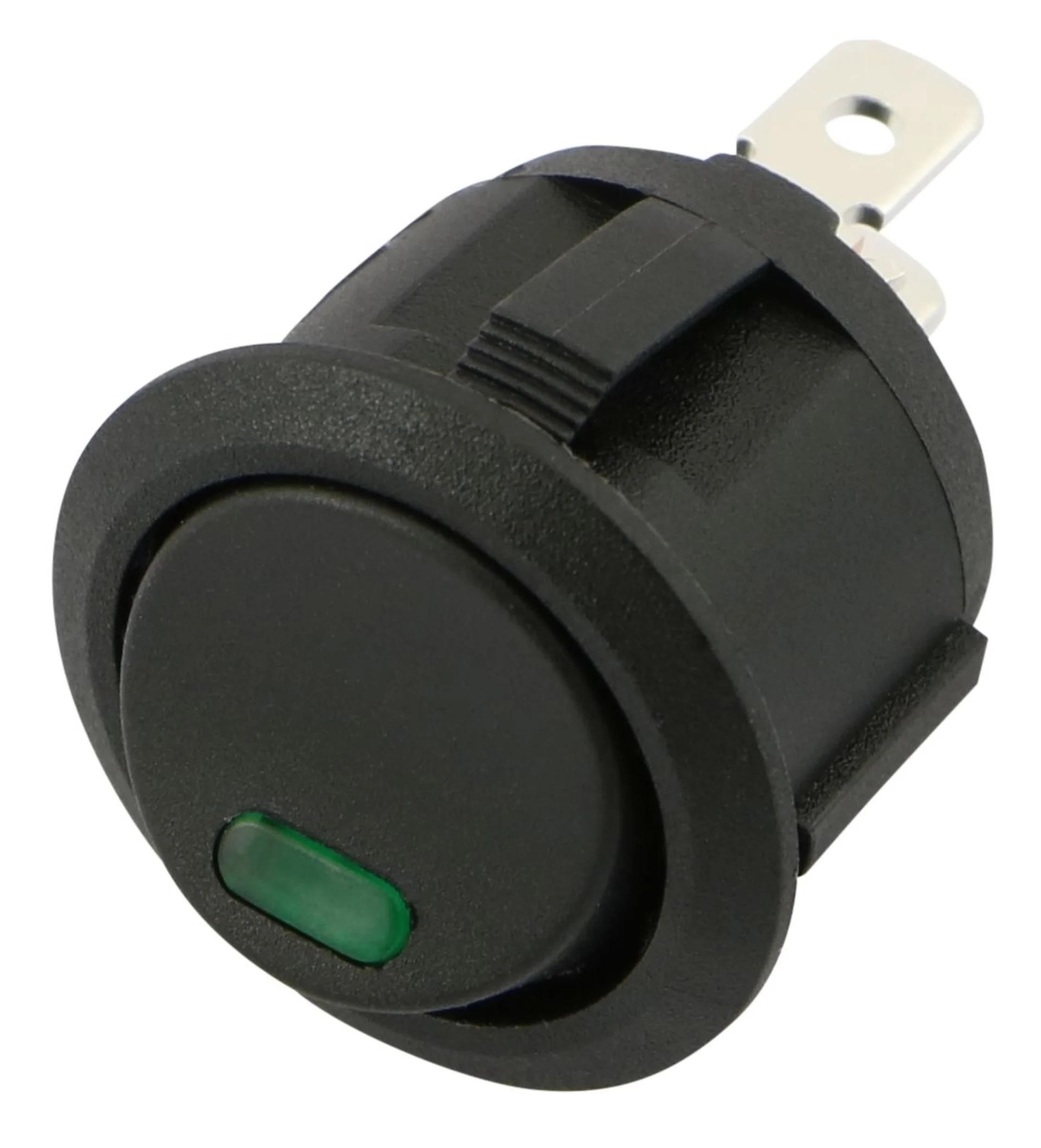 Interrupteur rond avec LED verte marche/arrêt 12/24V