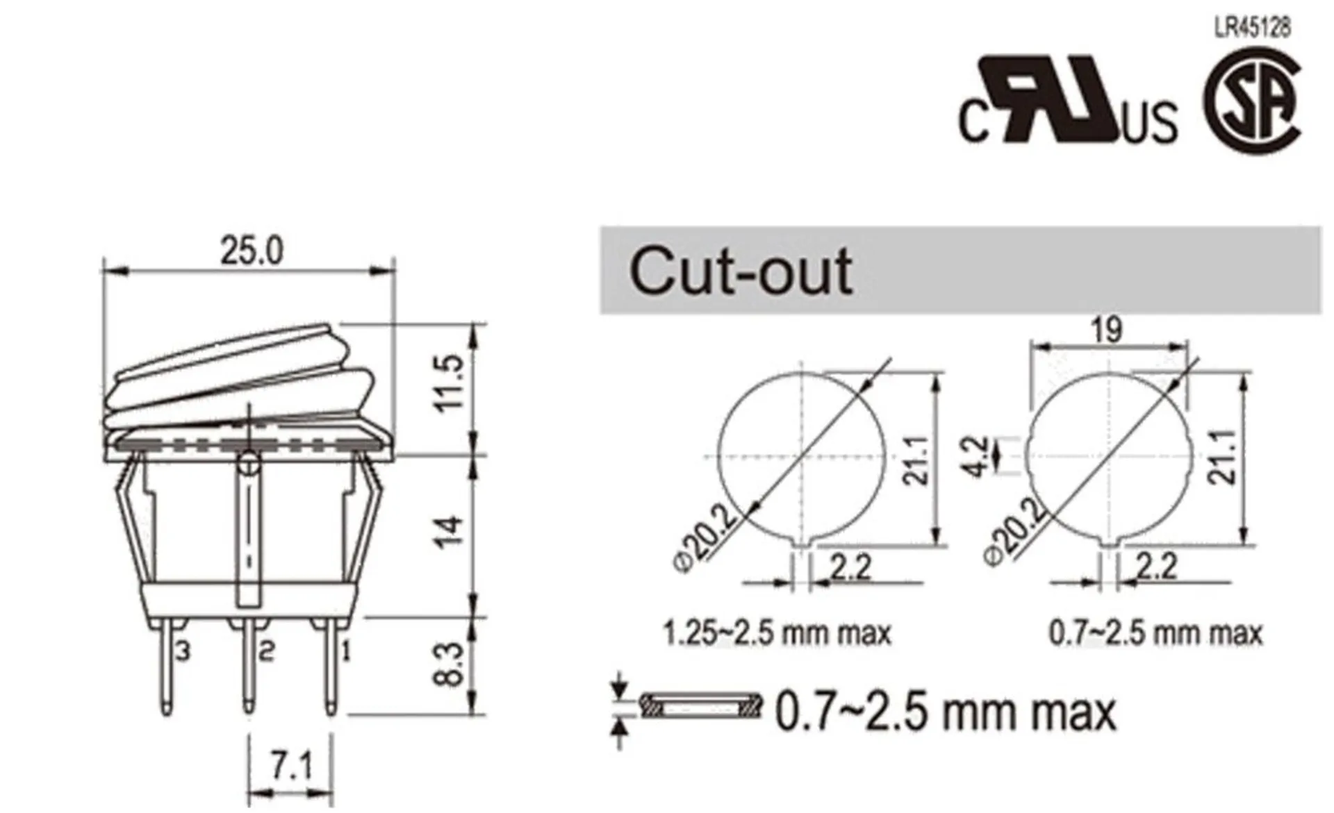 Schalter rund mit LED grün Ein-Aus 12/24V
