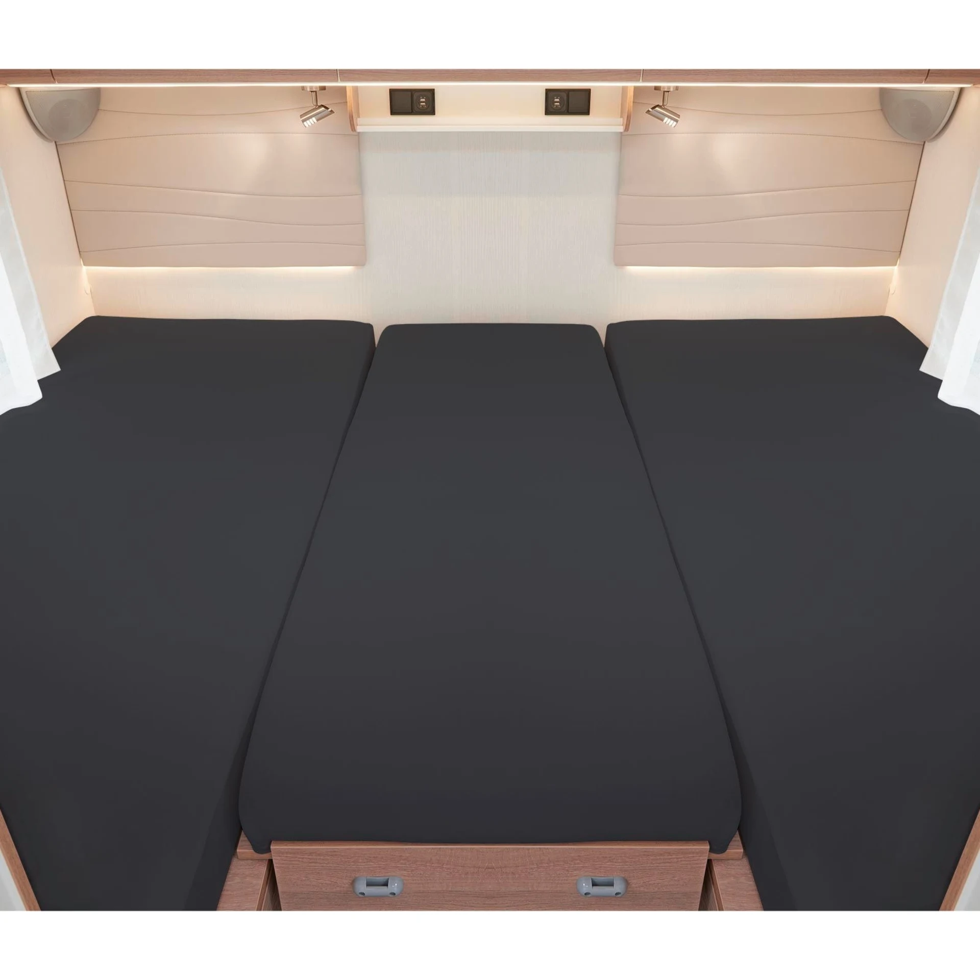 Ensemble de draps-housses 3 pièces pour lits arrière, couleur anthracite