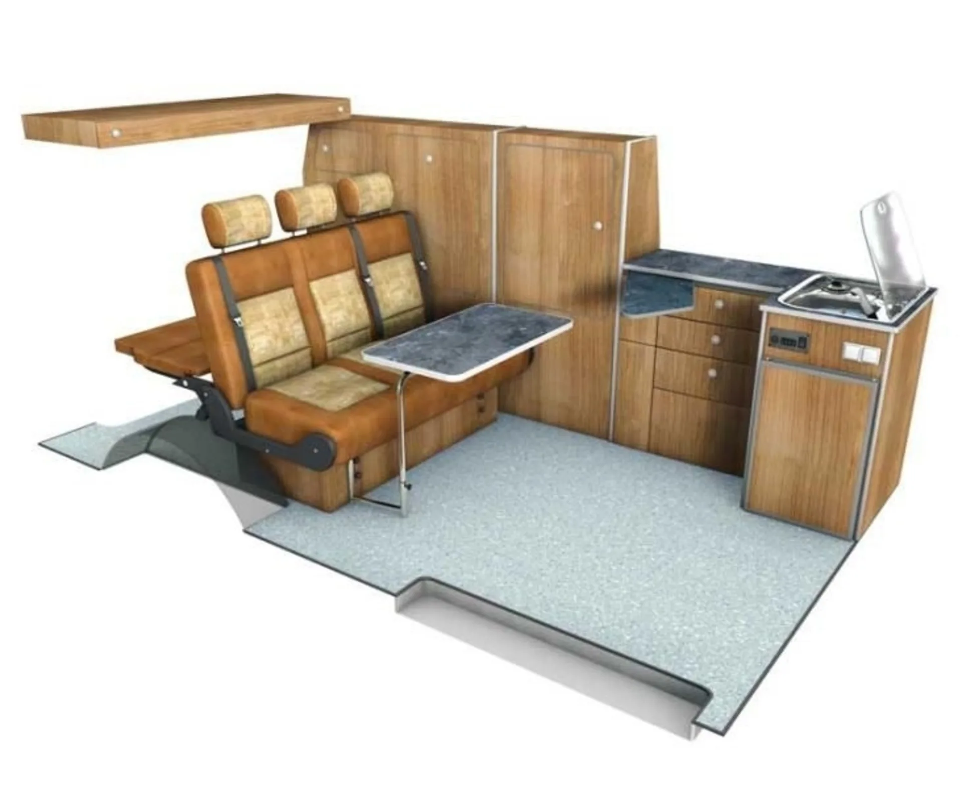 Armoire à vêtements et à linge pour l'aménagement TravelStyle T6/T5 empattement long en aspect noyer