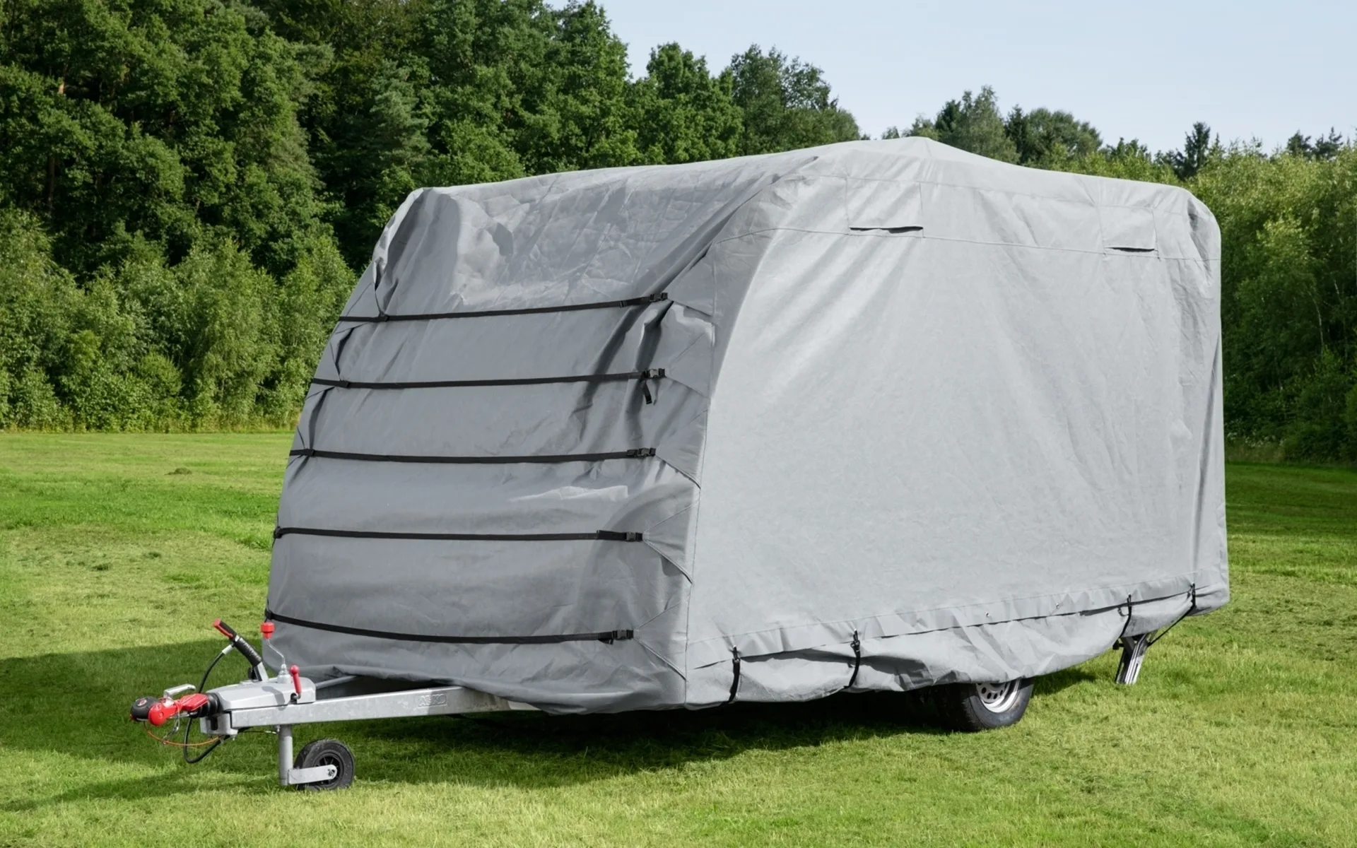 Berger Wohnwagen Schutzhülle mit Abspannmaterial Höhe 220 cm Länge 750 - 810 cm