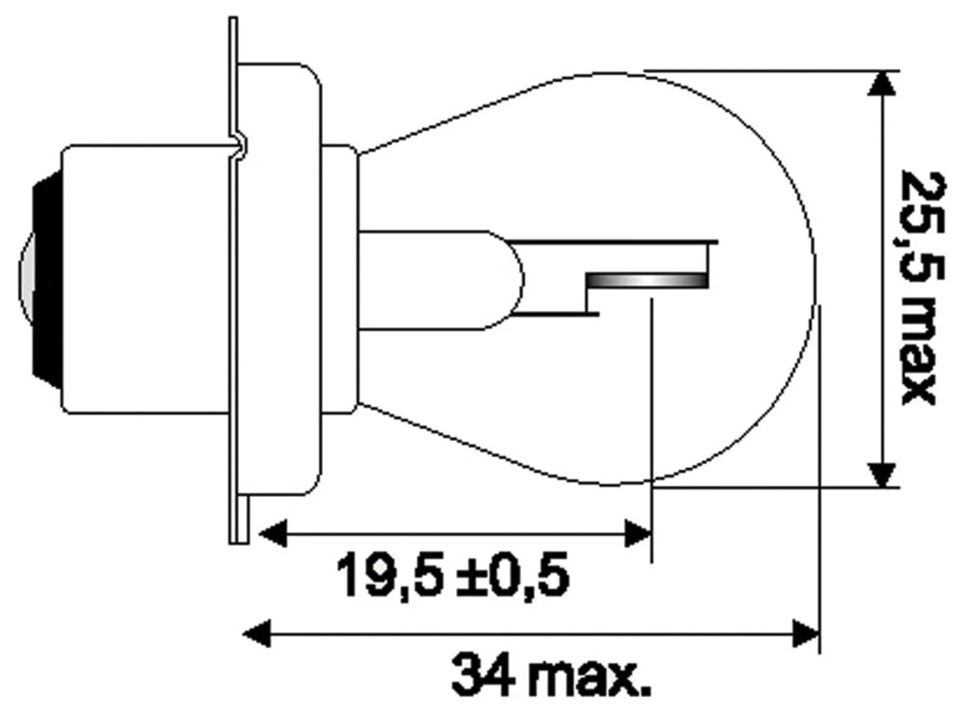 Glühlampe P26s 12V 15W