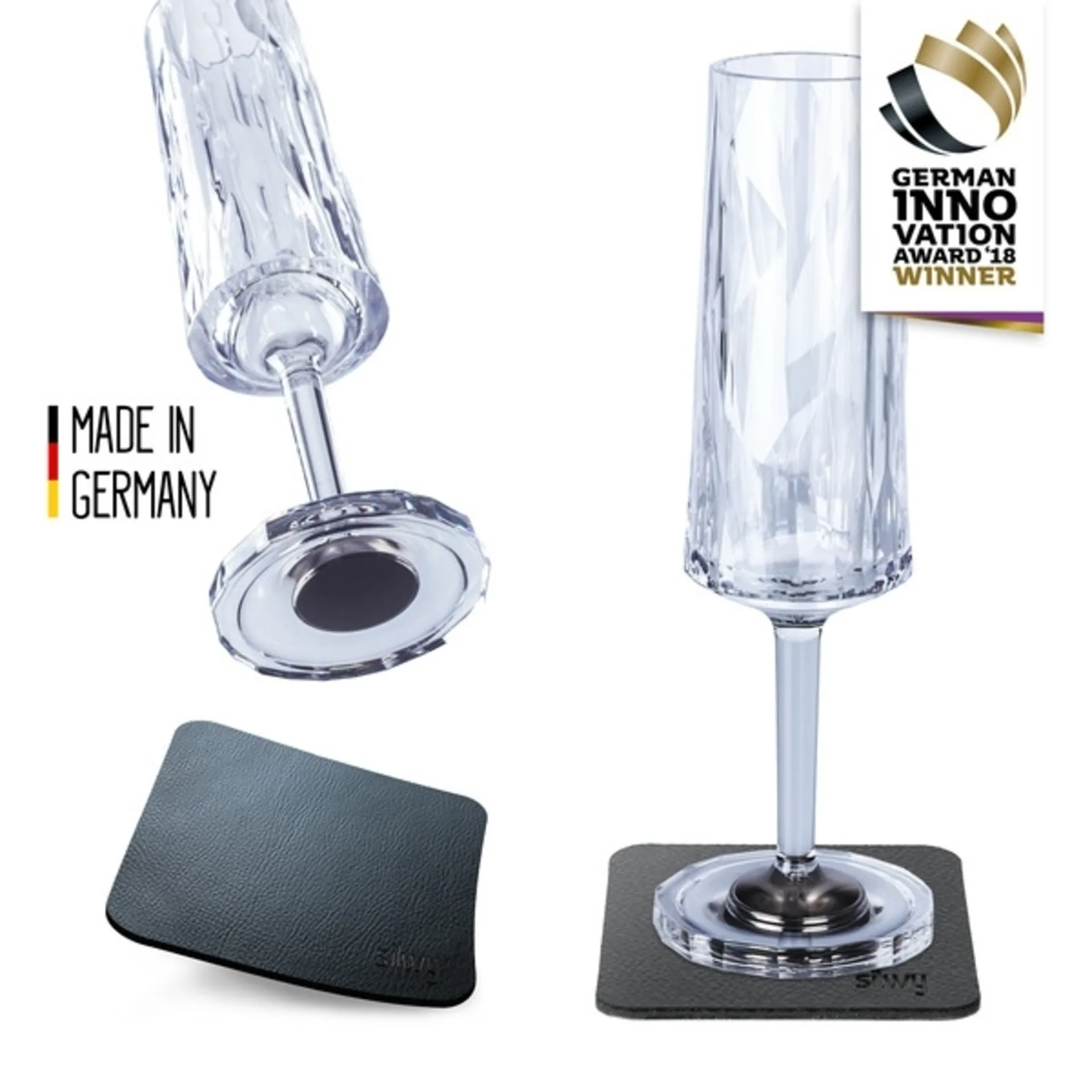 silwy® Sekt Magnet Kunststoffgläser 2 Stück (150 ml)