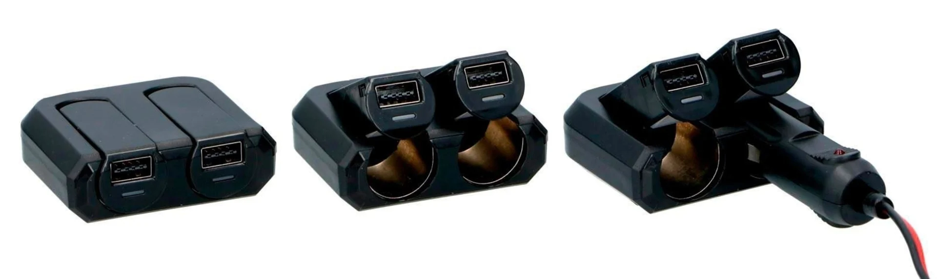 Prise Dunlop double 12/24 V avec 2 x USB