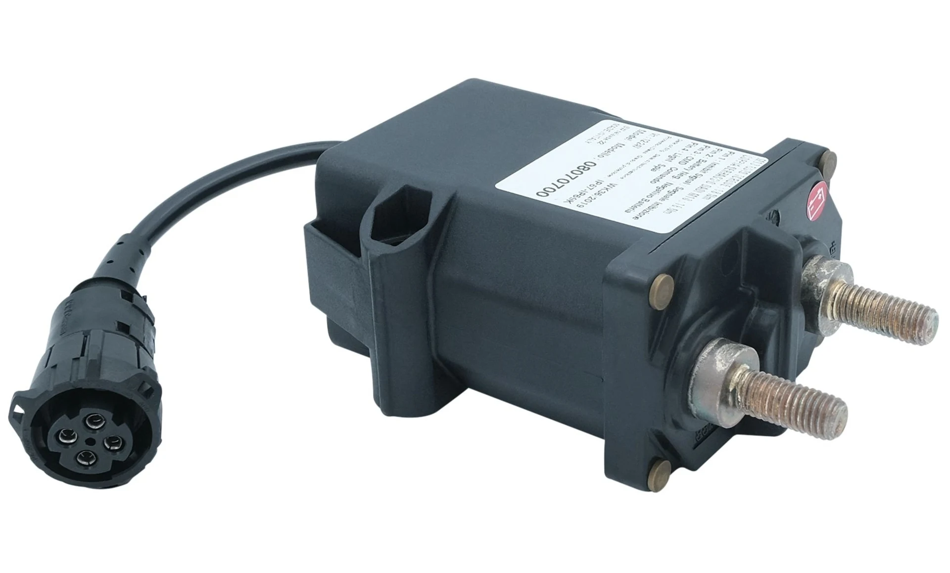 Batterietrennrelais 12/24 V, mit Spannungswächter 250 A, IP69K, trennt Pluspol Batterietrennrelais 12/24 V, mit Spannungswächter 250 A, IP69K, trennt Pluspol