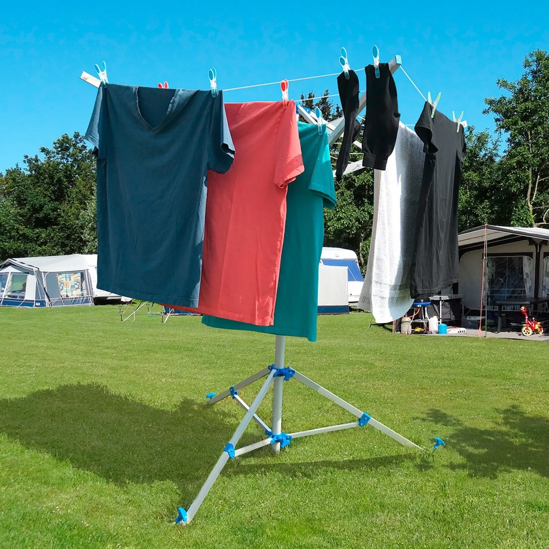 ProPlus Séchoir parapluie avec pied, 3 piquets inclus