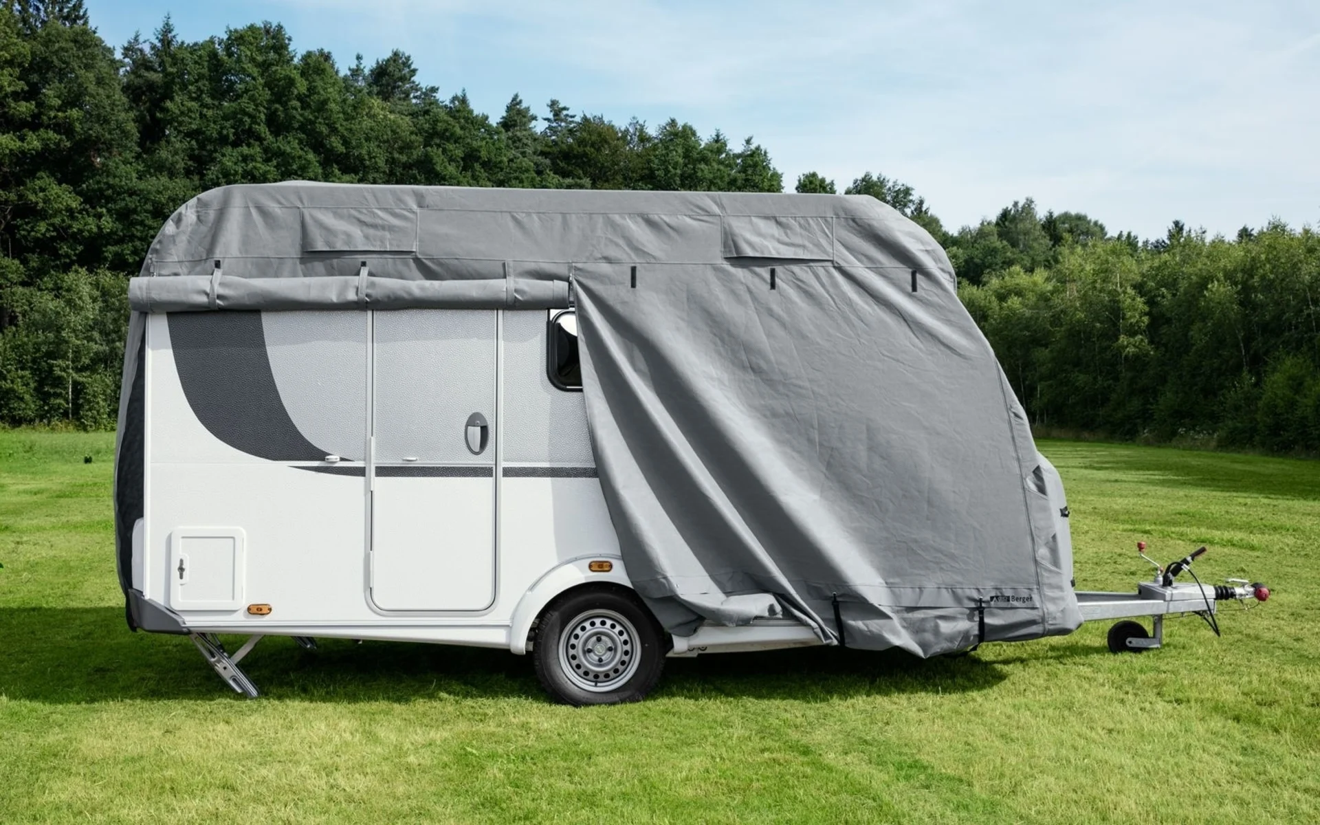 Housse de protection pour caravane Berger avec matériel de haubanage 4,3 x 2,5 x 2,2 m