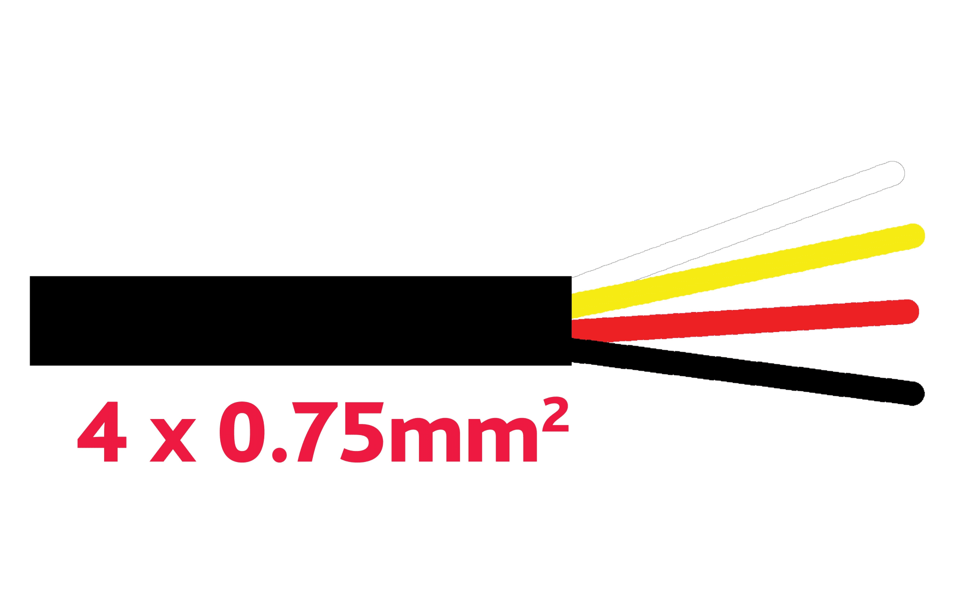 Anhaengerkabel 4 x 0.75 mm schwarz links für Anschluss Anhängerbeleuchtung links mit Adernfarben weiss, rot, schwarz, gelb Anhaengerkabel 4 x 0.75 mm schwarz links für Anschluss Anhängerbeleuchtung links mit Adernfarben weiss, rot, schwarz, gelb