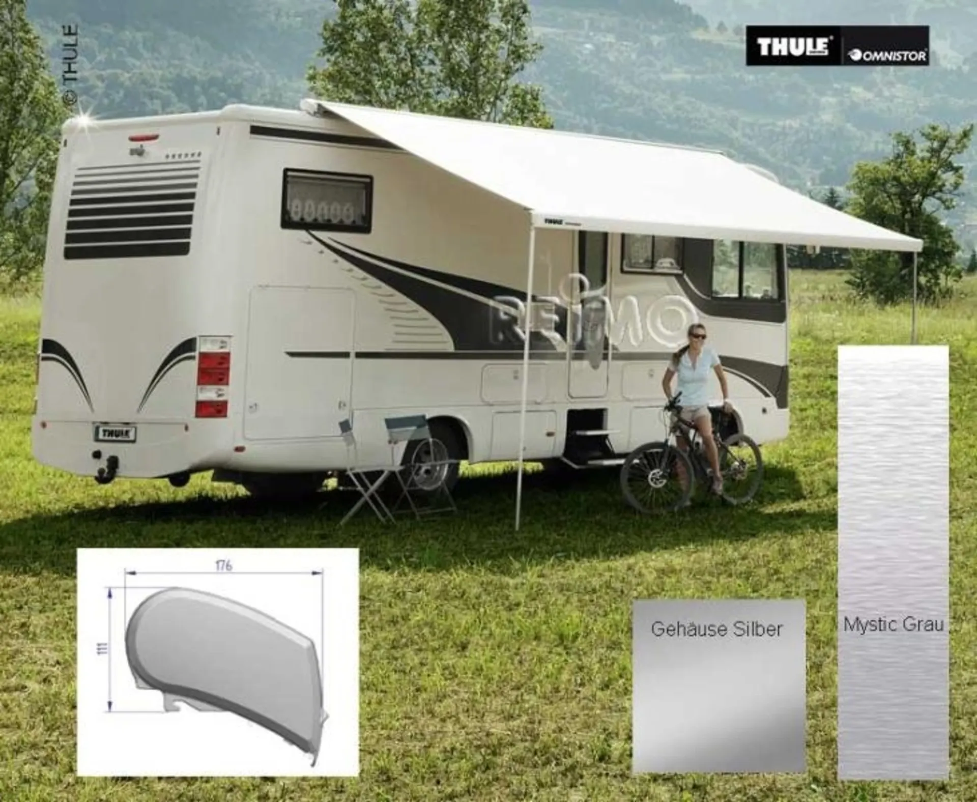 Store de toit Thule Omnistor 9200 anodisé 450 gris