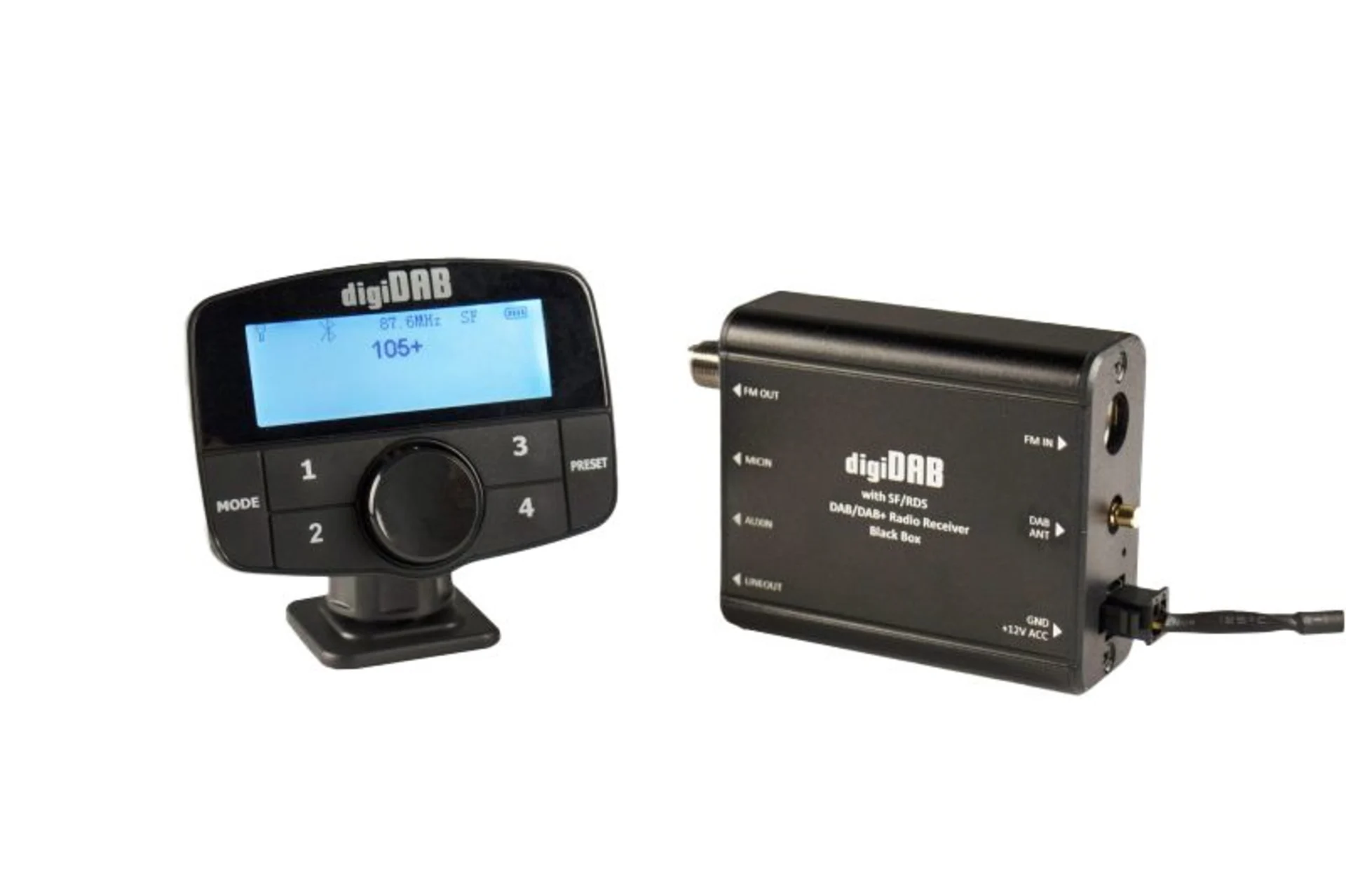 digiDAB Zürich PRO, DAB+Empfänger wireless 5/12 V§§ Kabellose Steuerung durch batteriebetriebene Bedieneinheit, Bluetooth für Freisprechfunktion und Musikstreaming