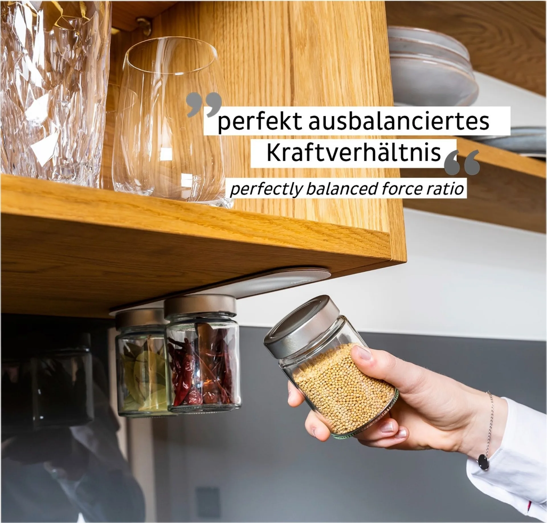 silwy® Feinkost-Magnetgläser 3er-Set White Classy inkl. Metallleiste (192 ml)