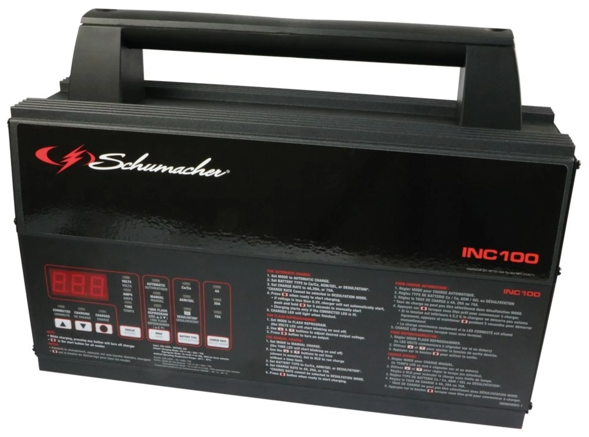 Batterie-Ladegerät 12 V 100 A 4 Verschiedene Lademodi 4 / 20 / 70 / 100 A (3min) Batterie-Ladegerät 12 V 100 A 4 Verschiedene Lademodi 4 / 20 / 70 / 100 A (3min)