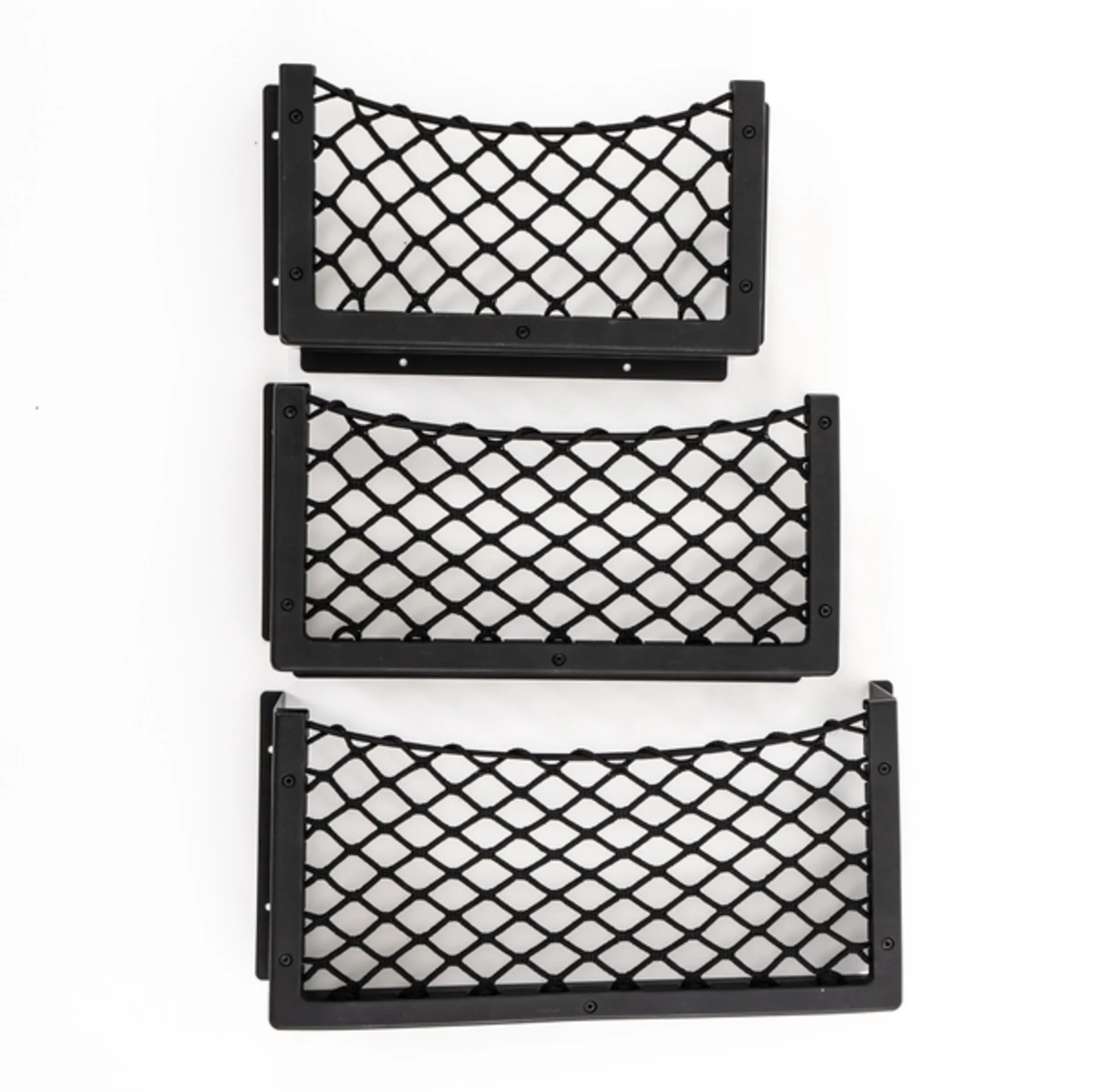 Cadre en aluminium avec filet de rangement en taille L, noir