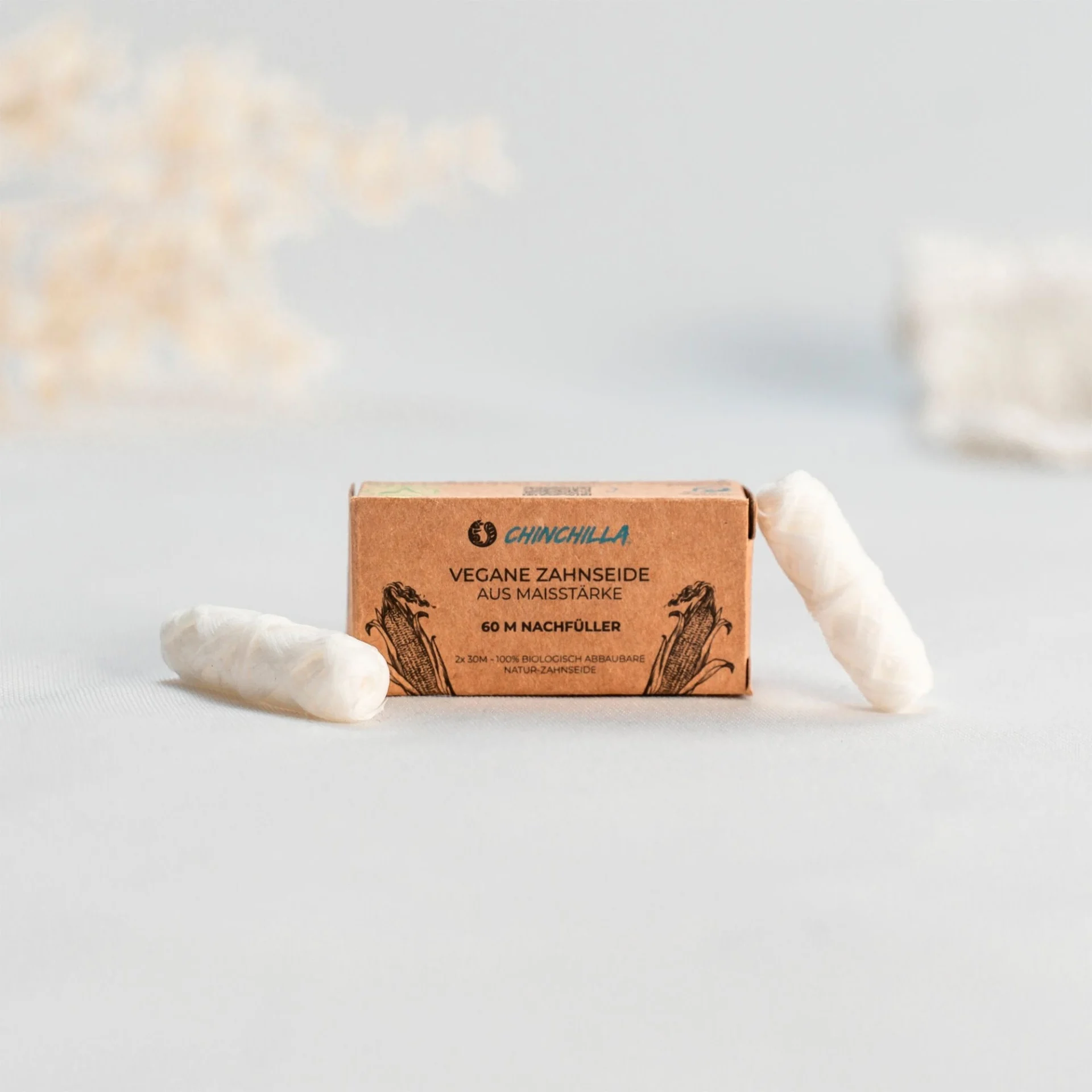 Recharge de fil dentaire vegan Chinchilla, sans plastique, 2 x 30 mètres Recharge de fil dentaire vegan Chinchilla, sans plastique, 2 x 30 mètres
