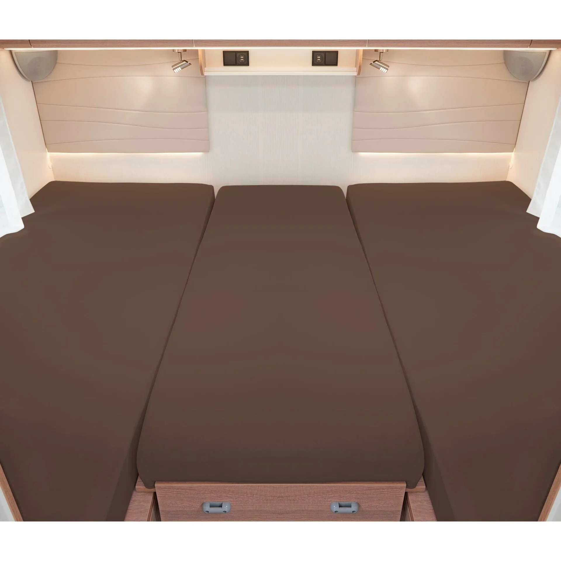 Spannbetttuch Set 3 teilig für Heckbetten braun