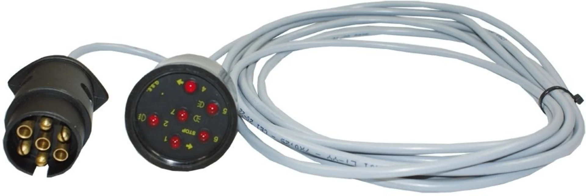 Steckdosen-Tester 7p. mit 5m Kabel 7-Poler / 12+24V / DIN 72577 Steckdosen-Tester 7p. mit 5m Kabel 7-Poler / 12+24V / DIN 72577