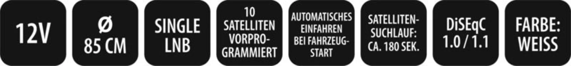 Carbest Multi-Sat X85 Single Sat-Anlage mit 85 cm Durchmesser und 10 vorprogrammierten Satelliten