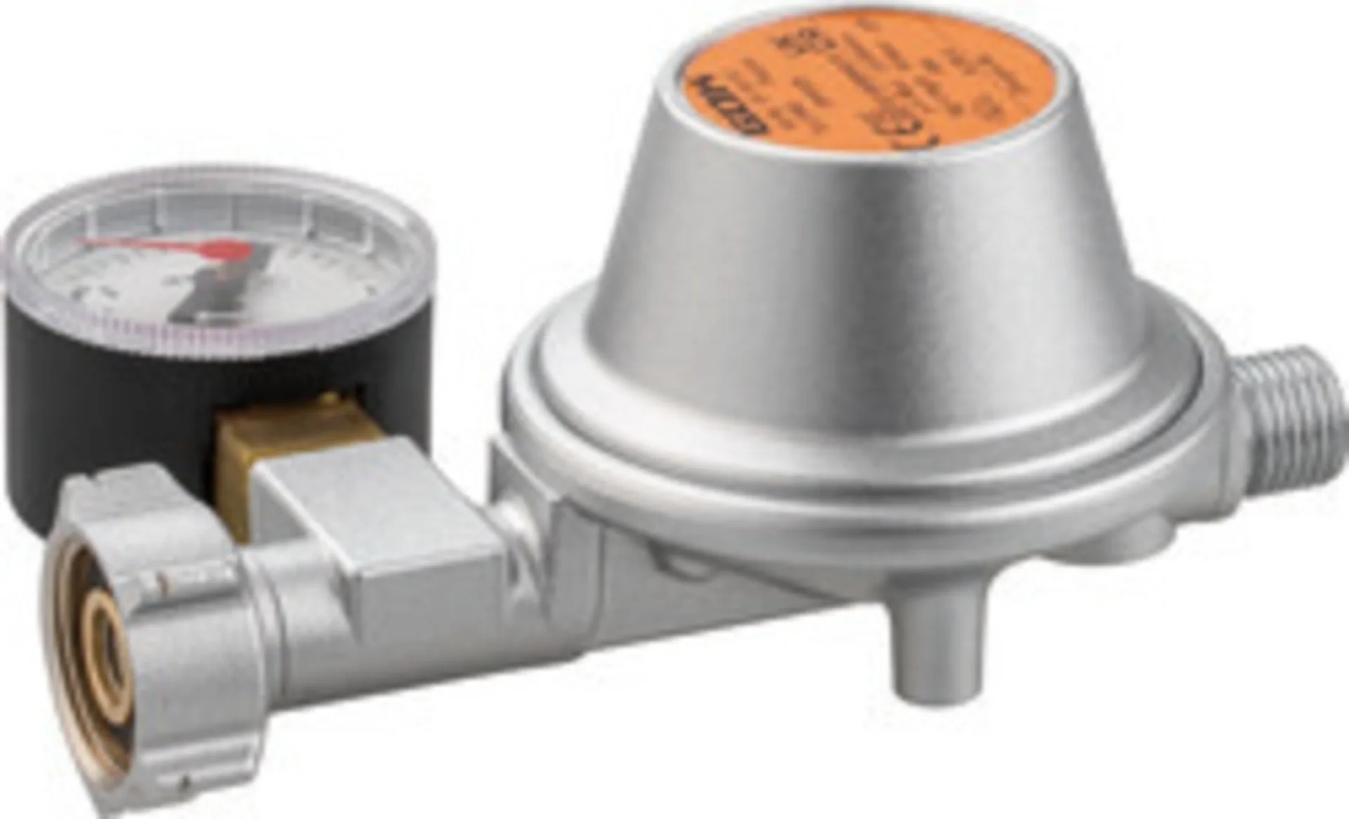 Druckminderer mit Manometer - 50 mbar - Schweiz / Produktionsdatum 2020 Druckminderer mit Manometer - 50 mbar - Schweiz / Produktionsdatum 2020