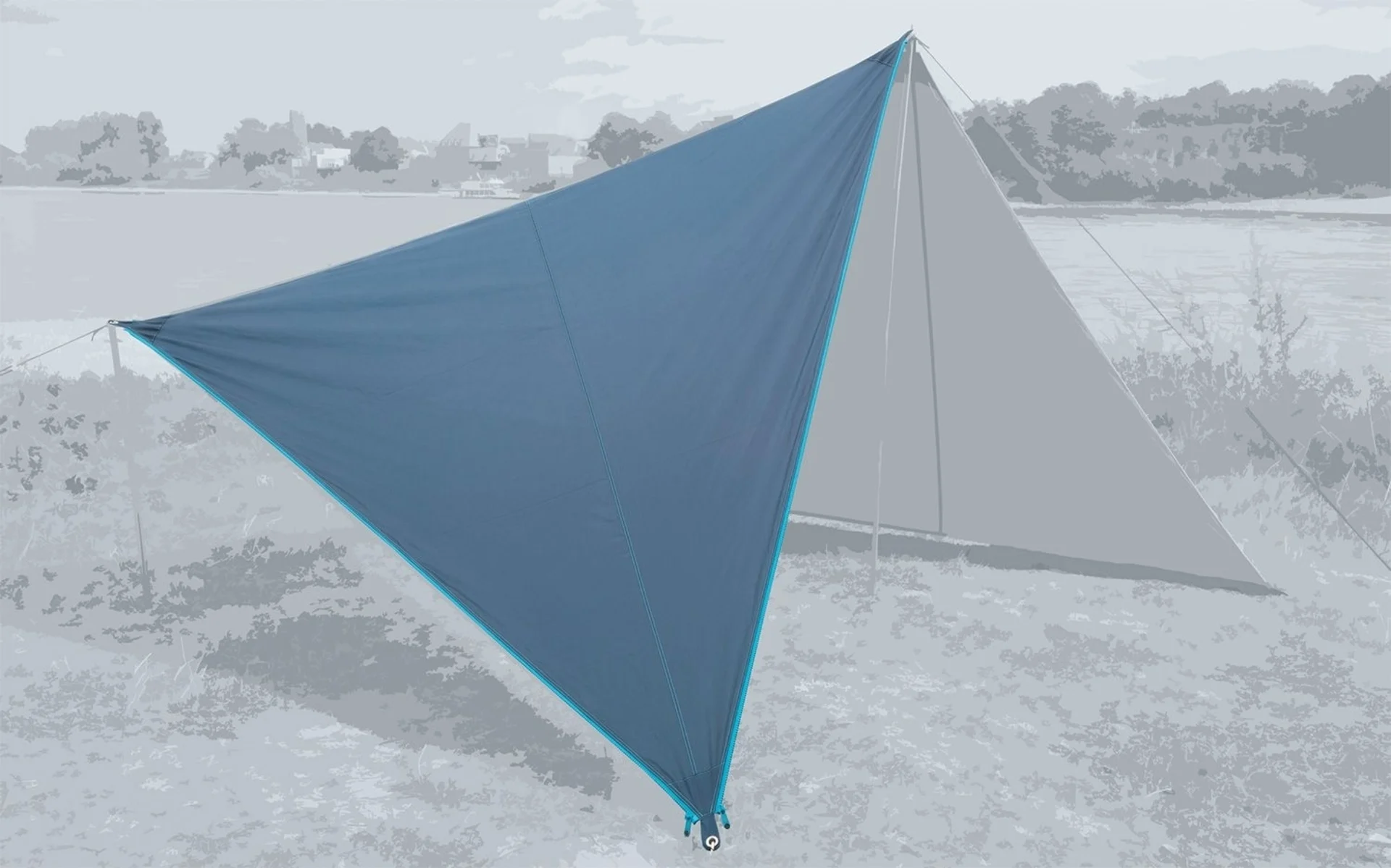 Bent Canvas Plain Single Tarp sepia blue / zipper