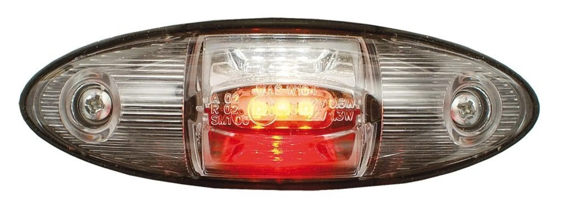 WAS - LED-Umrissleuchte rt/or/ws 12/24V R 121x38mm, rechts, Halter 90° abgewinkelt