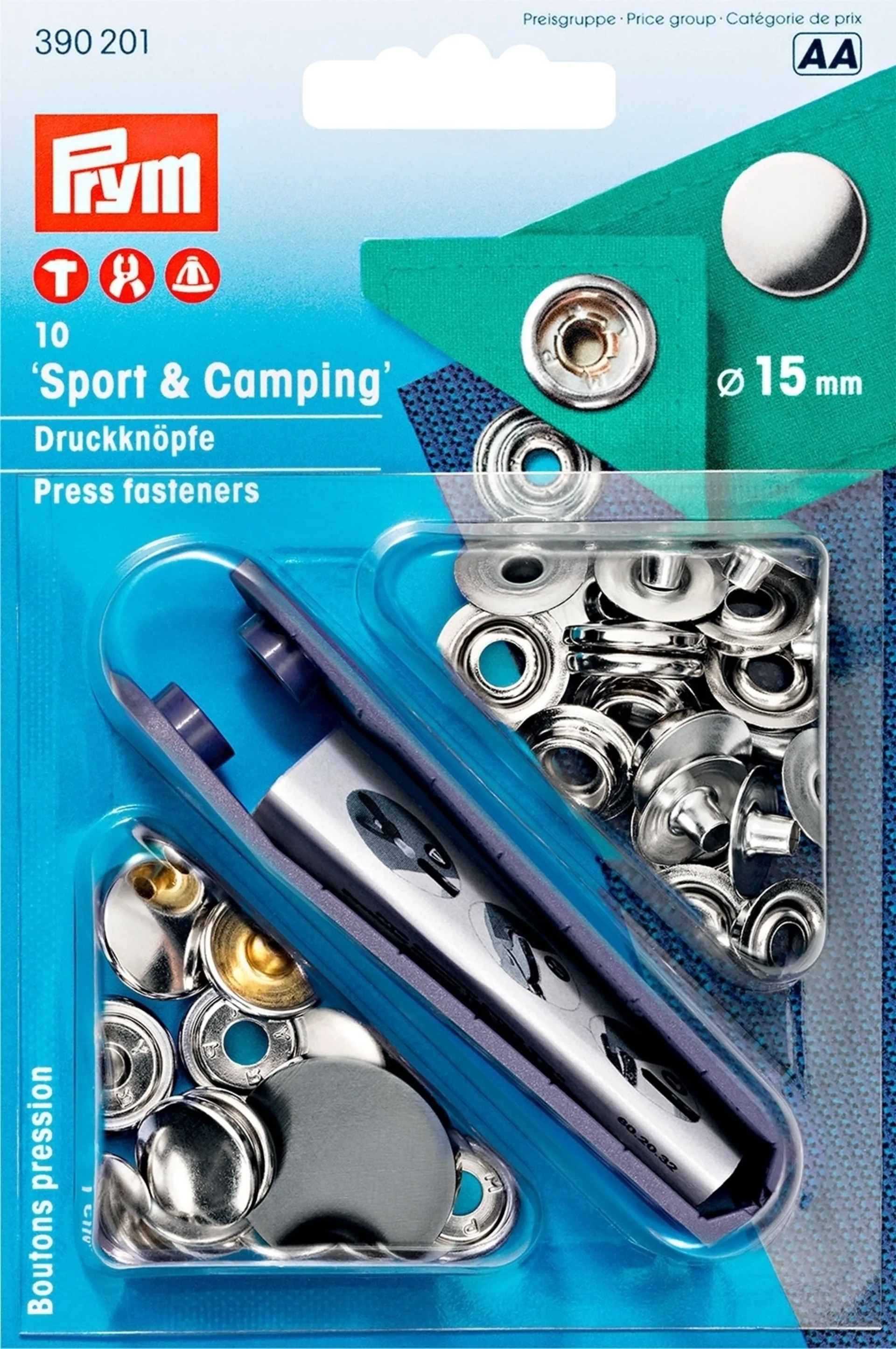 PRYM Boutons-pression argent 10 pièces Ø 15 mm