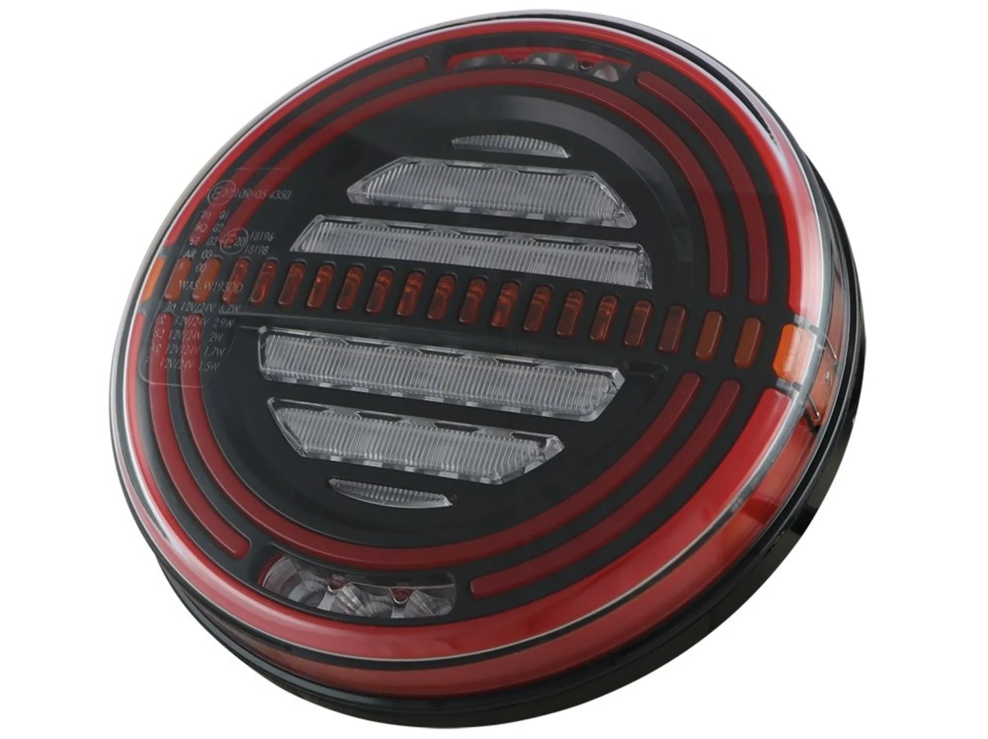 WAS - LED-Schlussleuchte 12/24 V links ø 142 x 38 mm, IP68, dynamisches Blinklicht