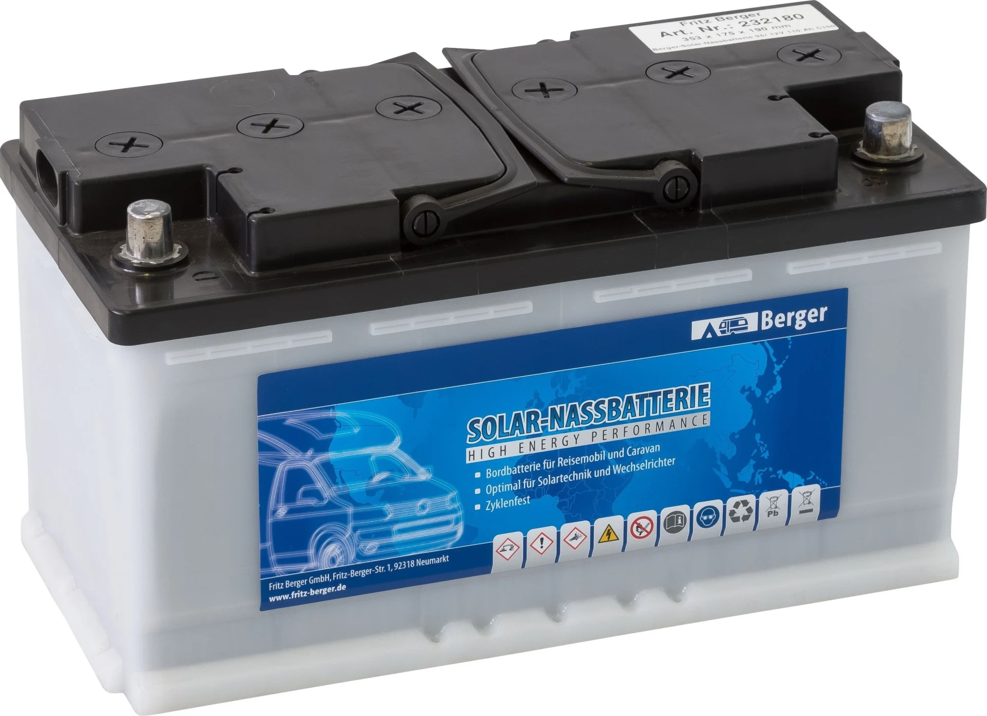 Batterie solaire humide Berger 12 V / 250 Ah