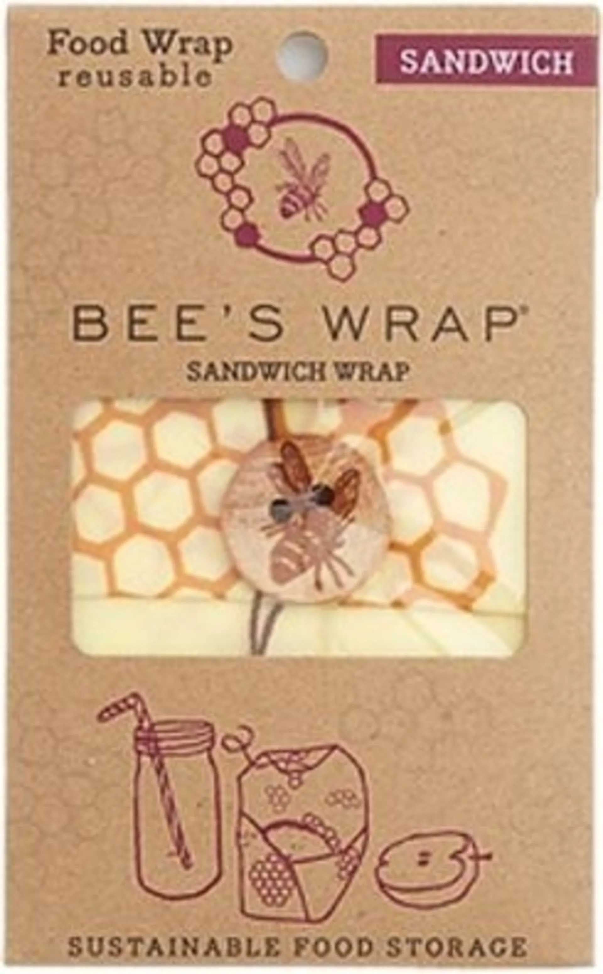 Bees Wrap Bienenwachstuch für Sandwiches 33 x 33 cm Bees Wrap Bienenwachstuch für Sandwiches 33 x 33 cm