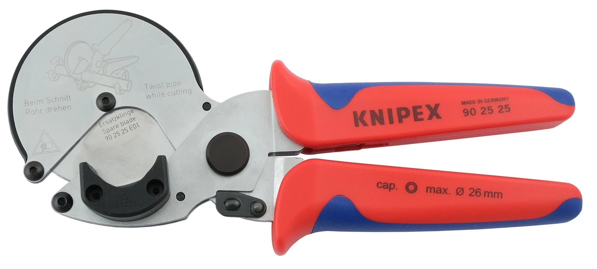 Knipex Kabel- und Rohrschneider für Kabel, Verbund- und Kunststoffrohre bis Ø 26 mm, auch für Wellrohre, Benzinschläuche etc. geeignet