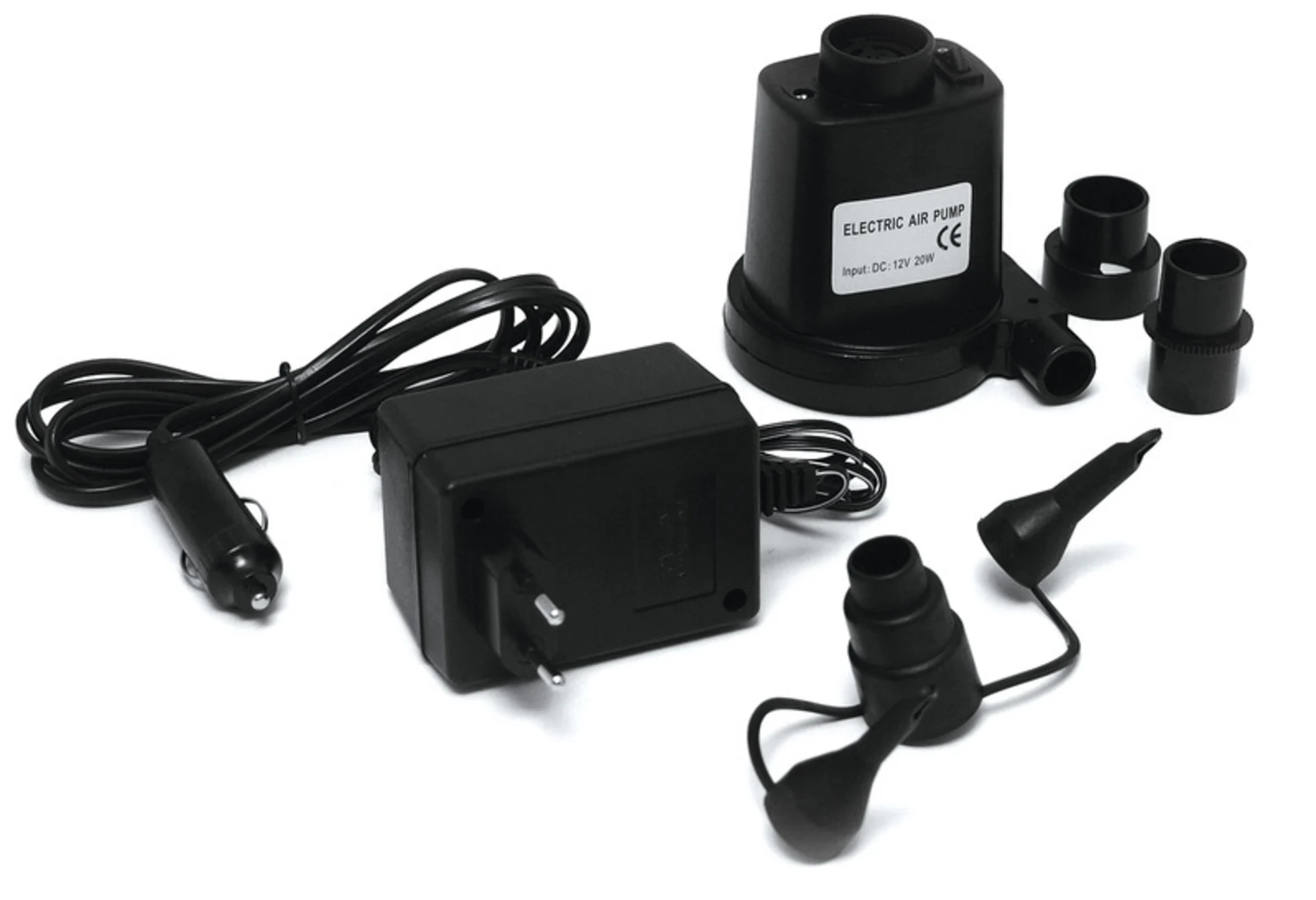 Pompe à air électrique Camp4 avec prise voiture 12V et transformateur 230V
