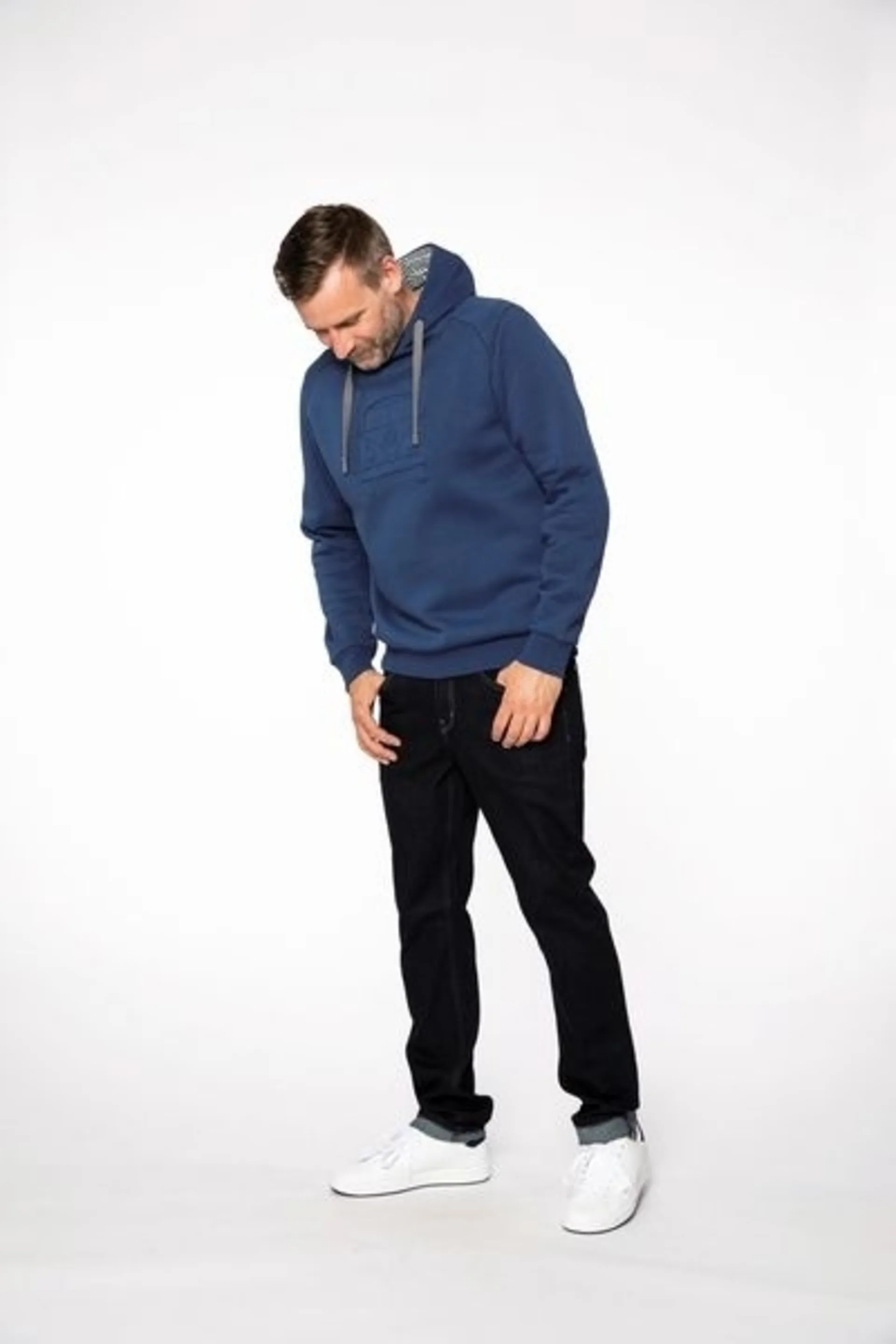 Gelber Kapuzenpullover mit VW Bulli Motiv in Grösse M aus Baumwolle und Polyester