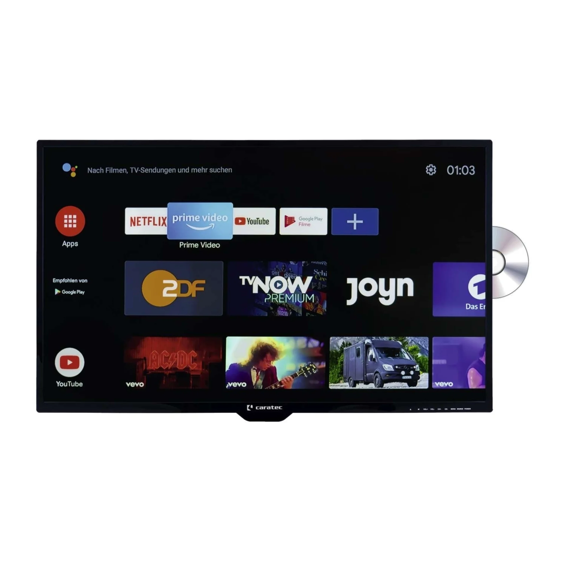 Caratec Vision CAV320P-D 80cm 32" Weitwinkel TV mit DVB-T2 HD DVB-S2 und DVD-Player