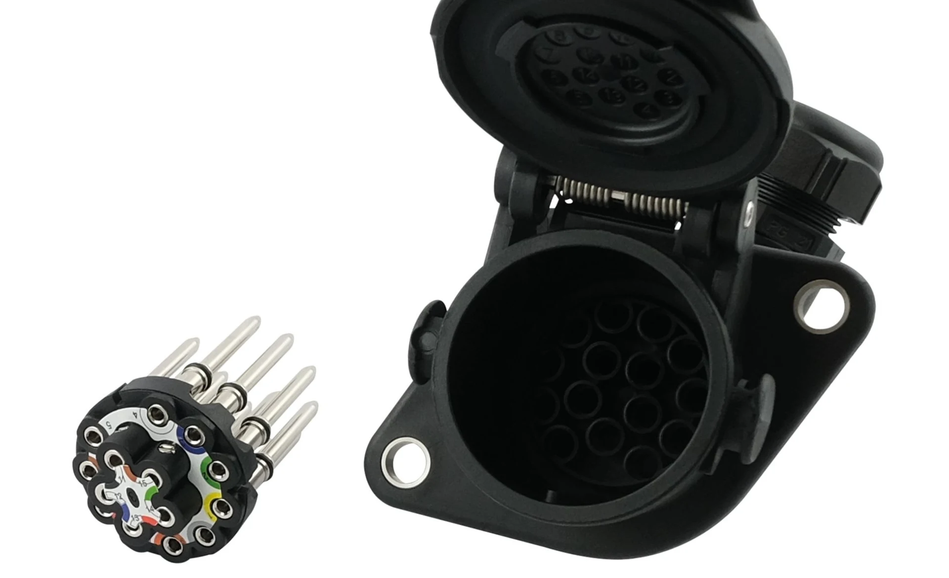 15-pol. LKW-Dose 24 V 90 Grad, ADR/GGVS Schraubkontakte, Kabel-ø: 12 - 18 mm