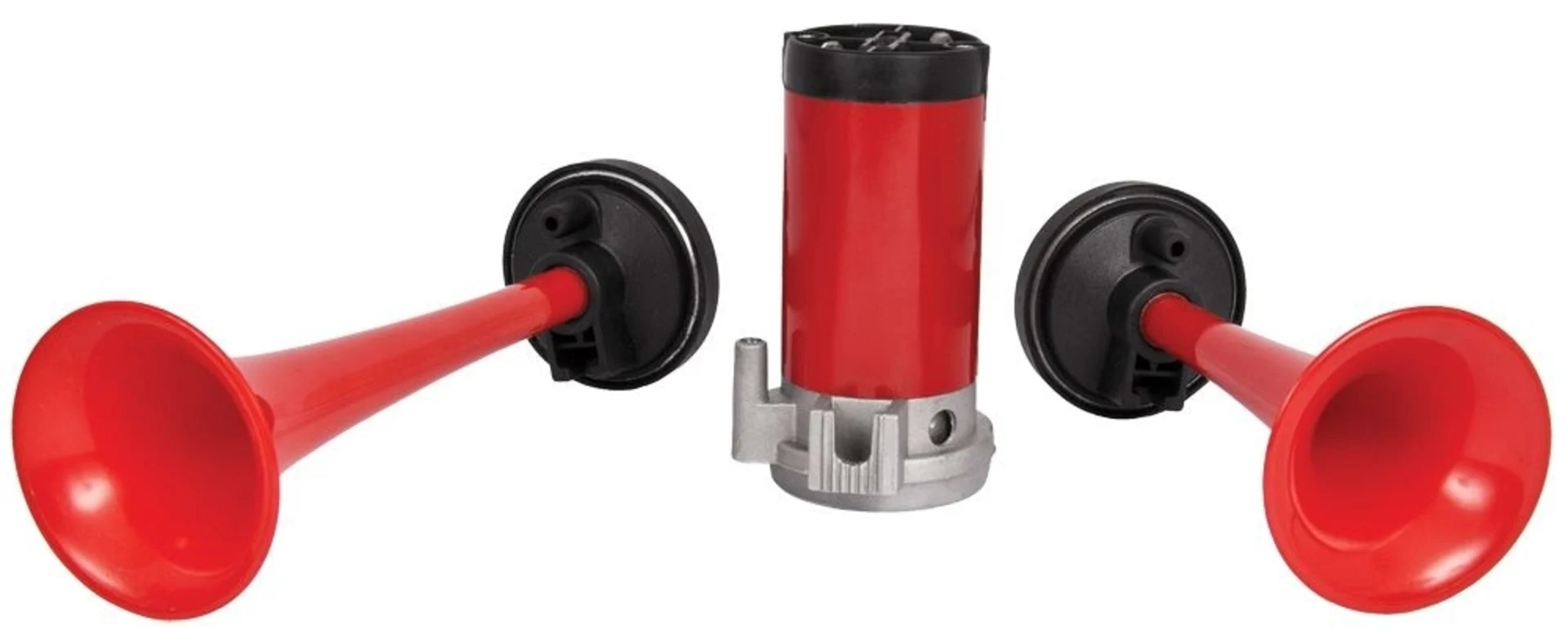 Kompressorfanfaren rot 2-Klang 12V 12V - mit Relais und Kompressor Kompressorfanfaren rot 2-Klang 12V 12V - mit Relais und Kompressor