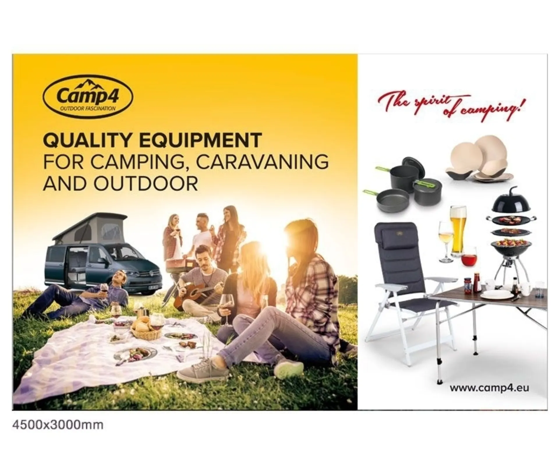 Camp4 Indoor-Banner aus Mesh-Gewebe, Grösse 4500x3000mm, alle 50cm geöst