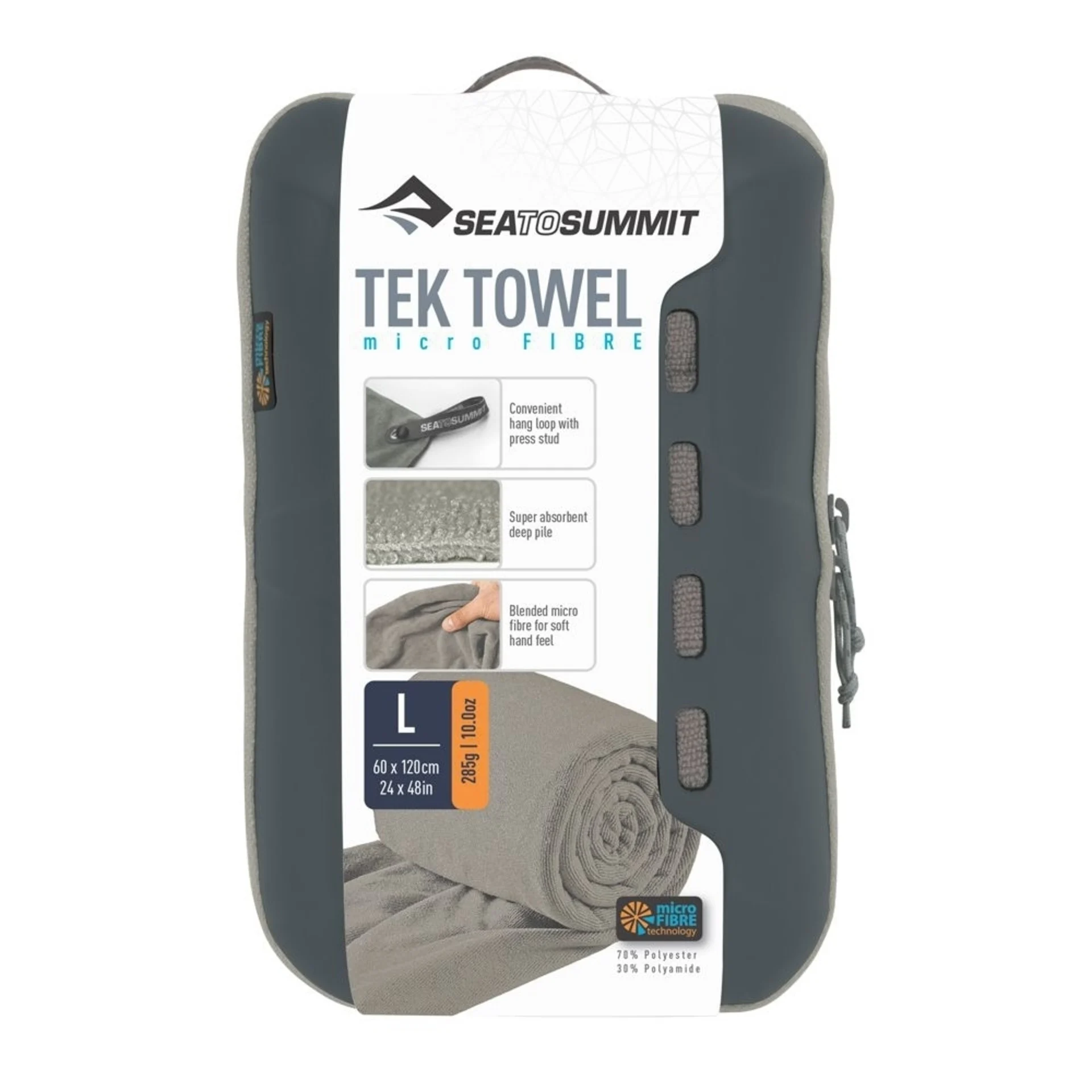 Sea to Summit TEK Frottee Mikrofaser Handtuch Small Grau