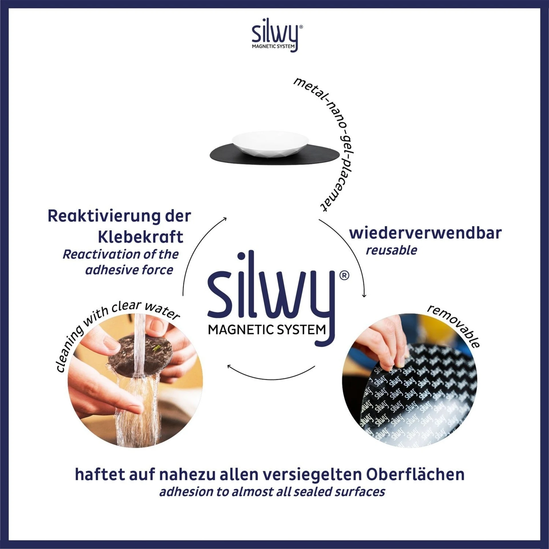 silwy® Set d'assiettes magnétiques universelles 6 pièces blanc