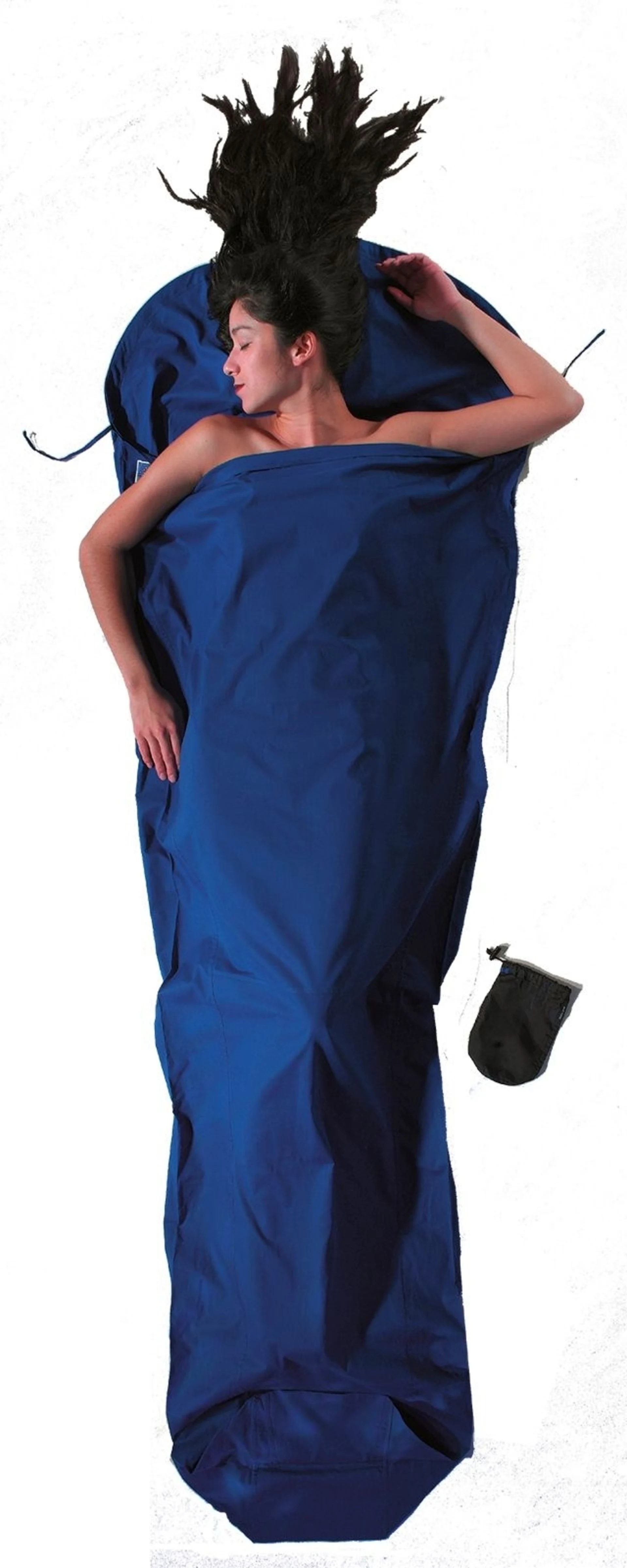 Sac de couchage intérieur Cocoon, modèle momie, en coton, bleu outremer Sac de couchage intérieur Cocoon, modèle momie, en coton, bleu outremer