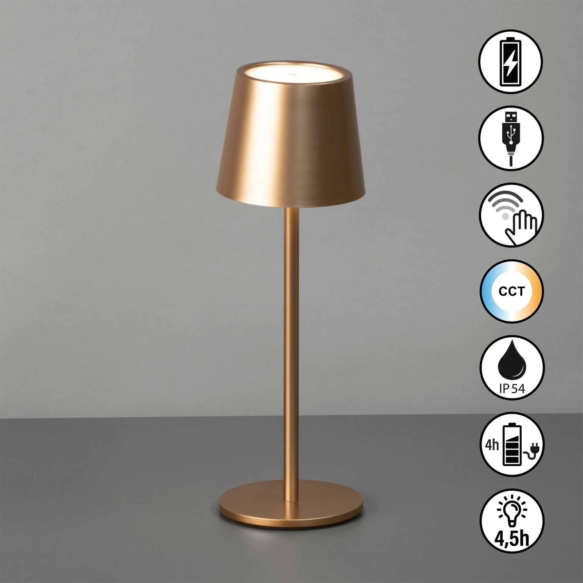Lampe de table rechargeable Easy Roxi, couleur café