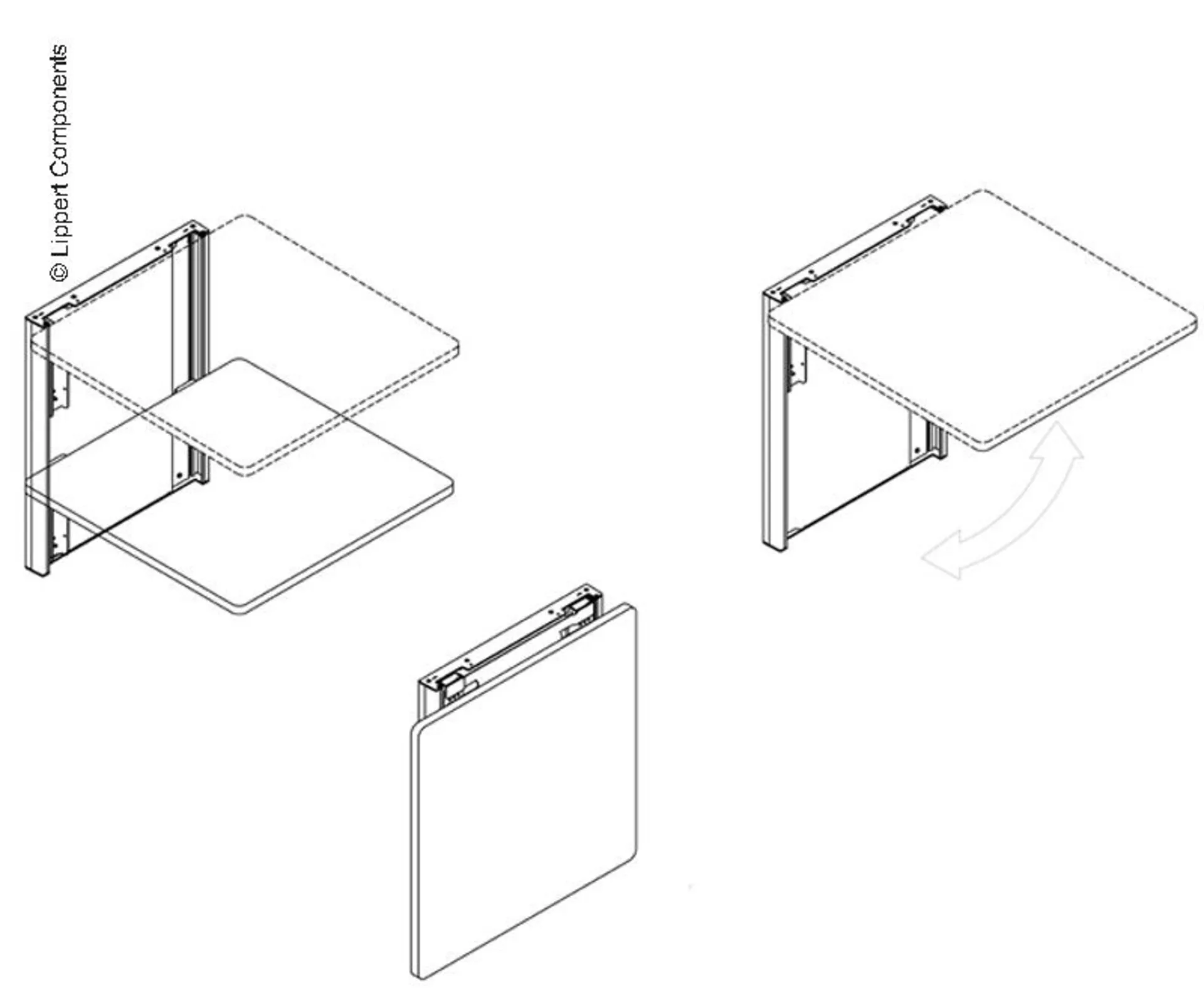Höhenverstellbares Van Wand-Klapptischgestell, 600x460 mm