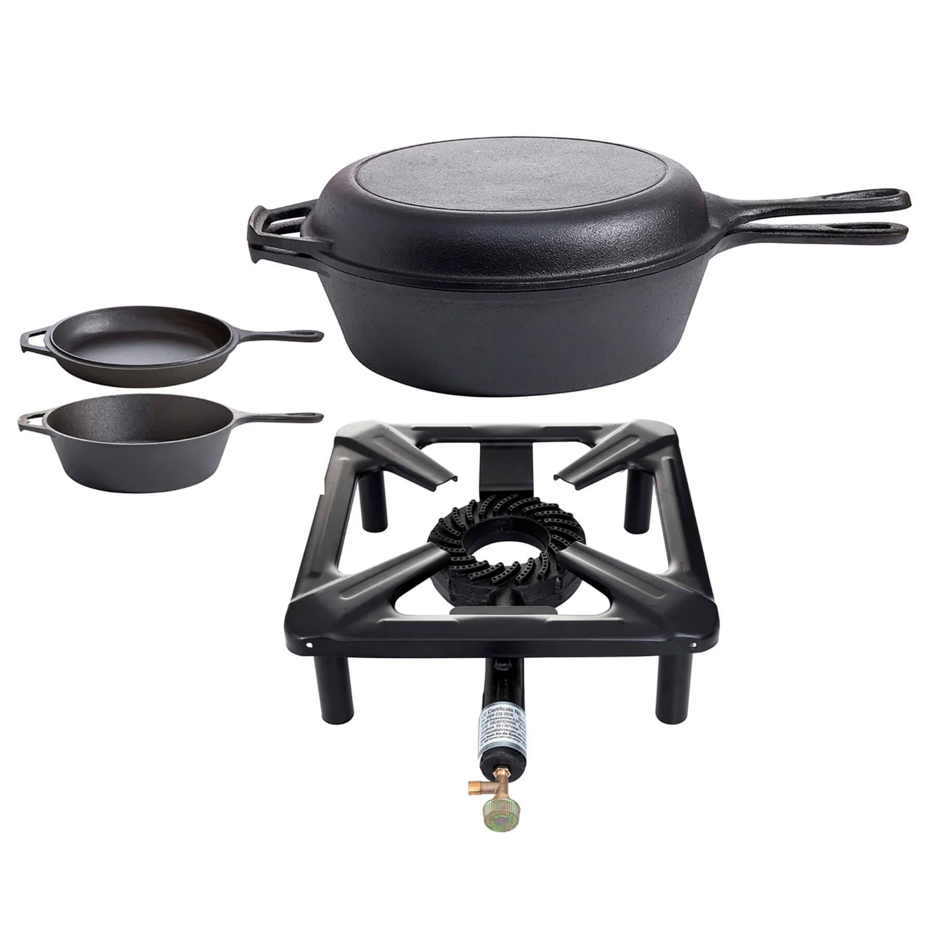 Petit kit de cuisine All Grill avec tabouret et poêle en fonte de 26 cm, sans dispositif de sécurité d'allumage Petit kit de cuisine All Grill avec tabouret et poêle en fonte de 26 cm, sans dispositif de sécurité d'allumage