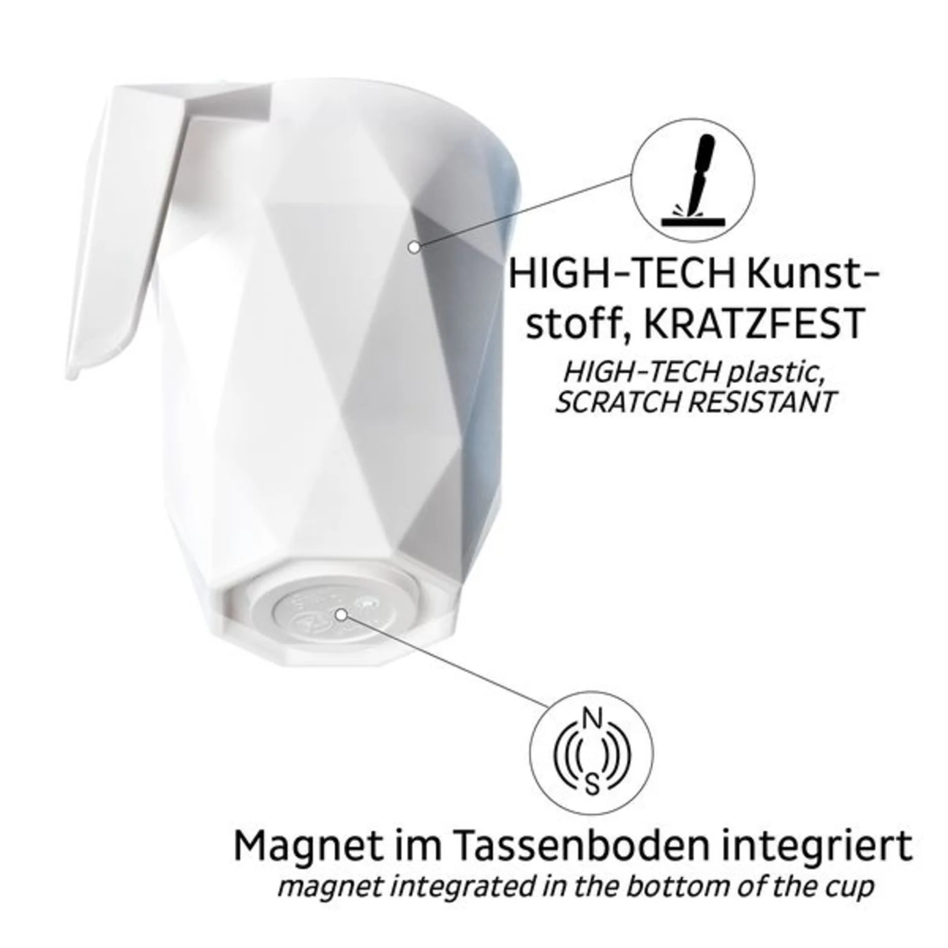 Kunststoff Henkel-Tasse TO GO mit Deckel und Nano-Gel-Pad, 0.3l, schwarz