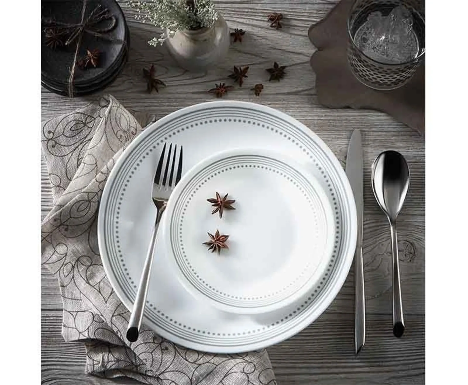 Geschirr-Set CORELLE MYSTIC GRAY, 12-tlg. für 4 Pe
